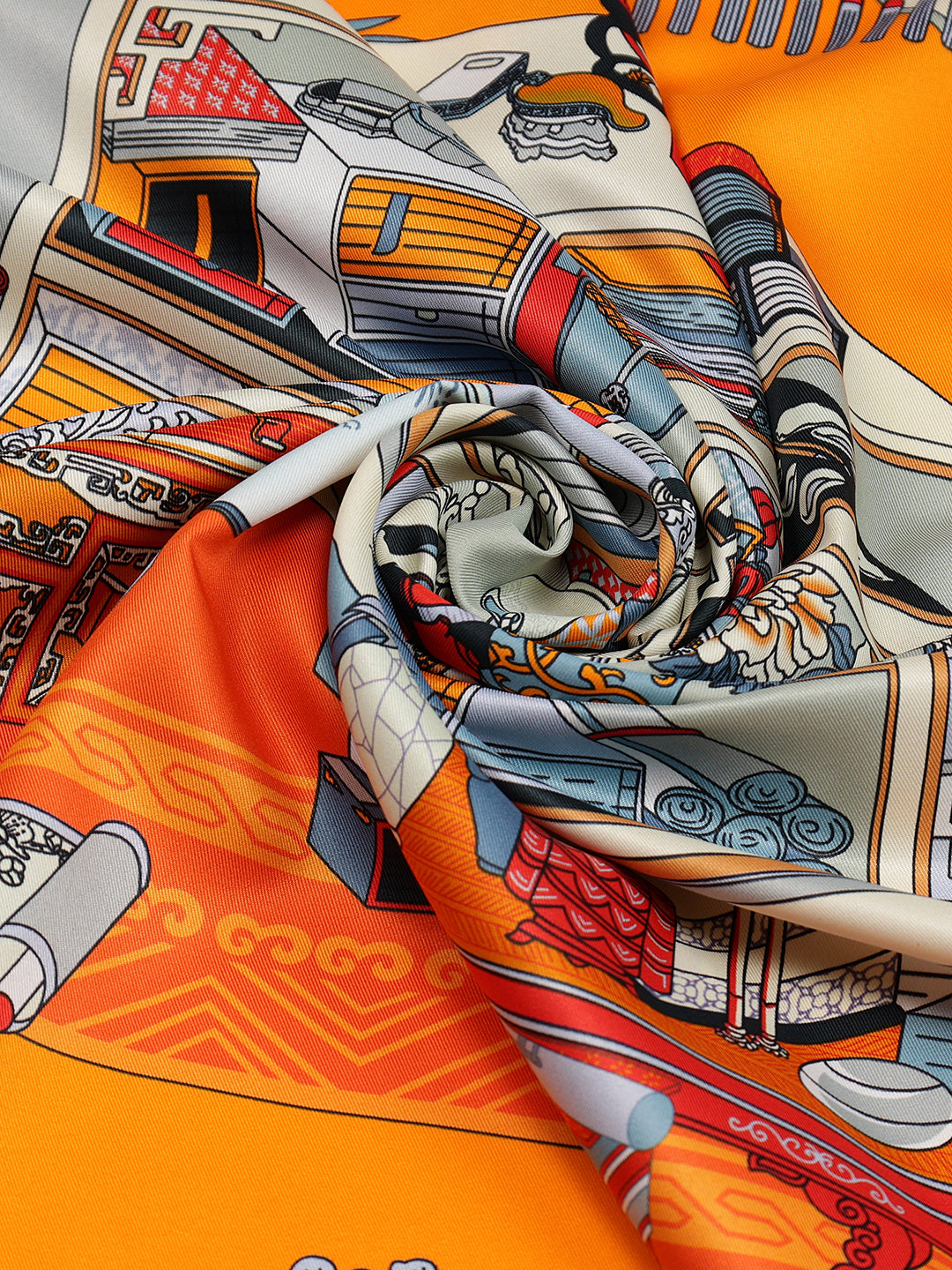 Alvaro Castagnino Women Orange & White Unisex Printed Stole