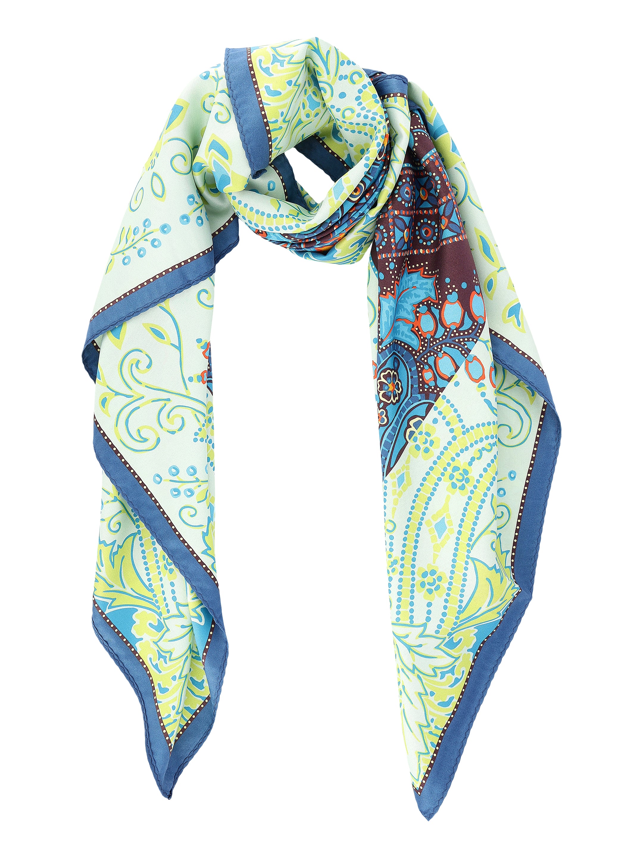 Blue & Green Floral Ornamental Printed Stole