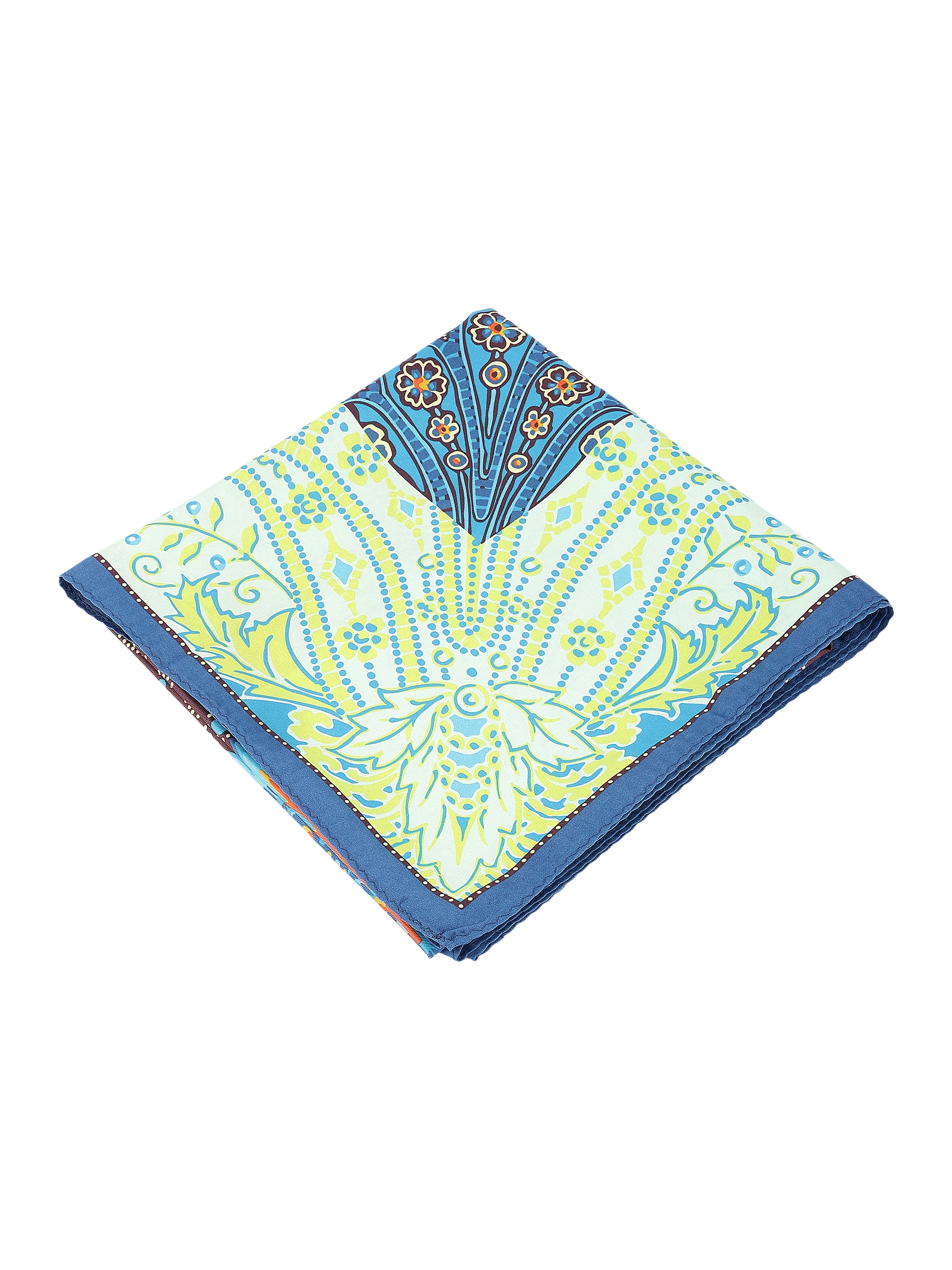 Blue & Green Floral Ornamental Printed Stole