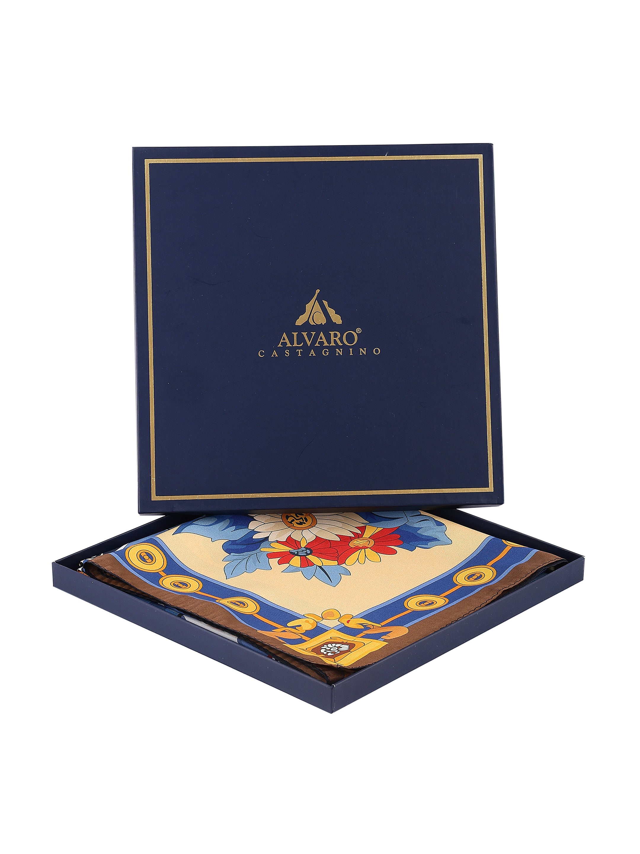 Blue & Beige Equestrian Printed Stole