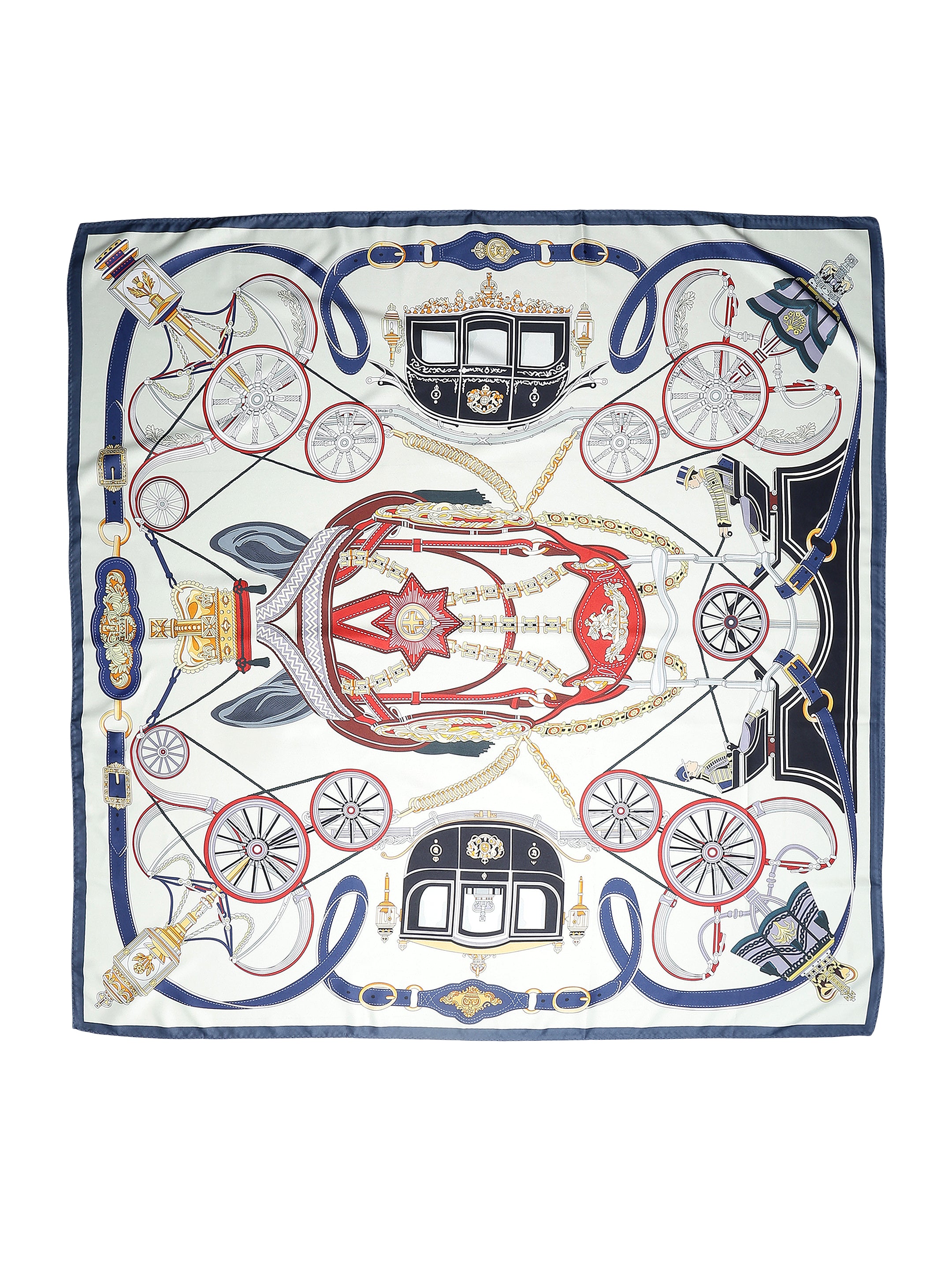 Ivory & Navy Blue Women Printed Stole