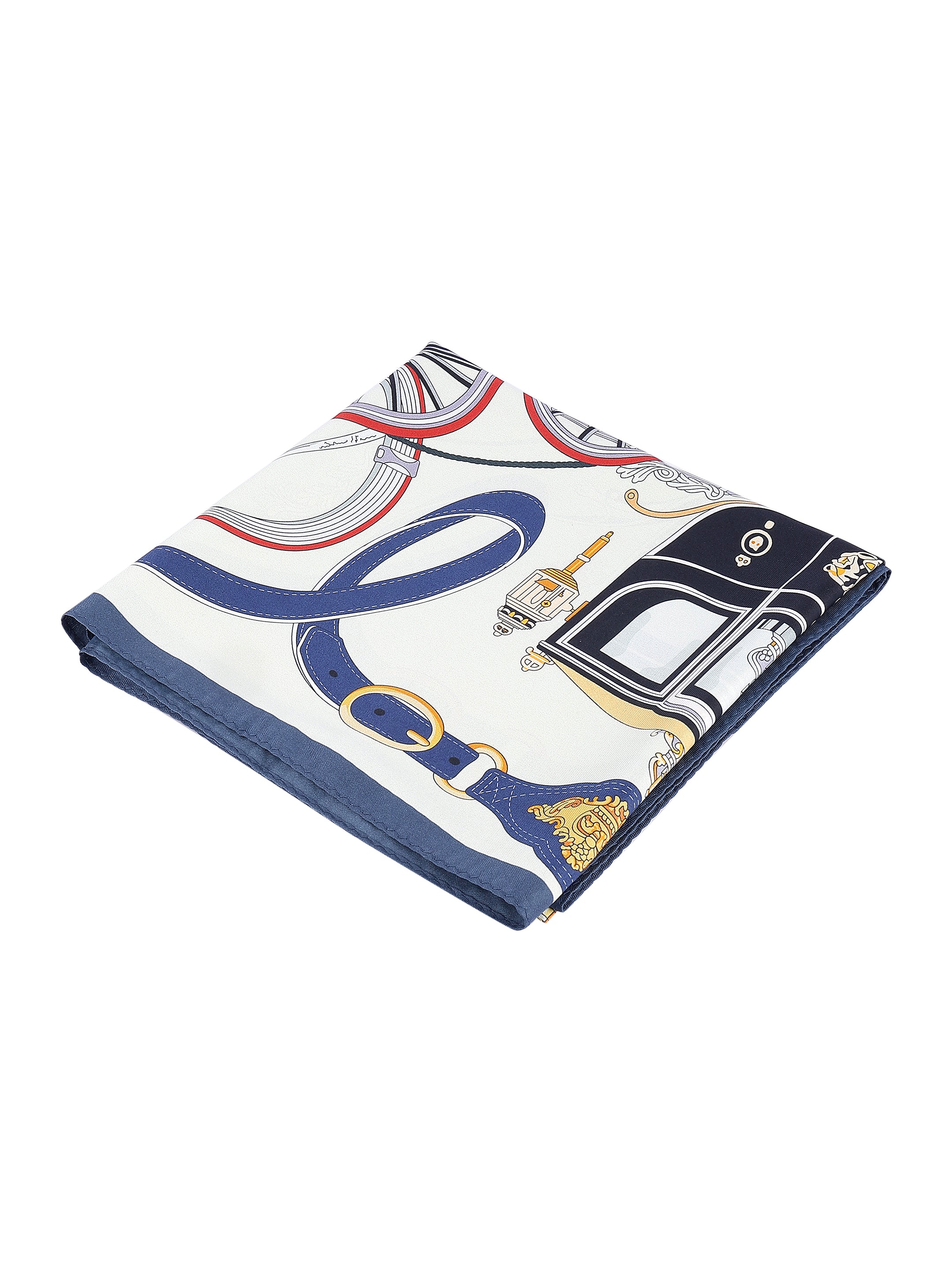 Ivory & Navy Blue Women Printed Stole