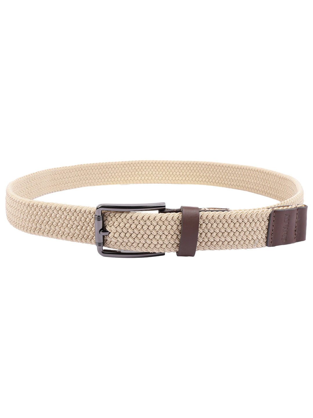 Beige Braided Elastic Stretch Belt