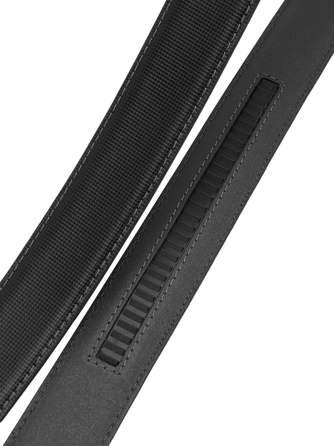 Black Check Leather Auto Lock Belt