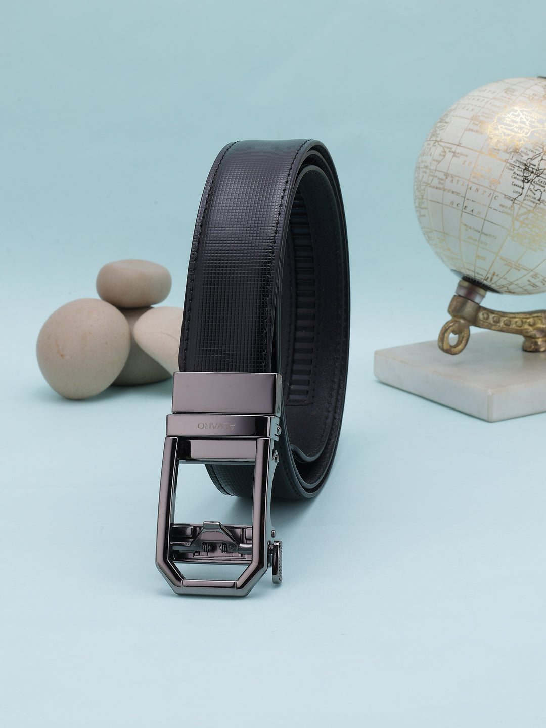 Alvaro Castagnino Men Leather Auto Lock Buckle Free Adjustable Belt