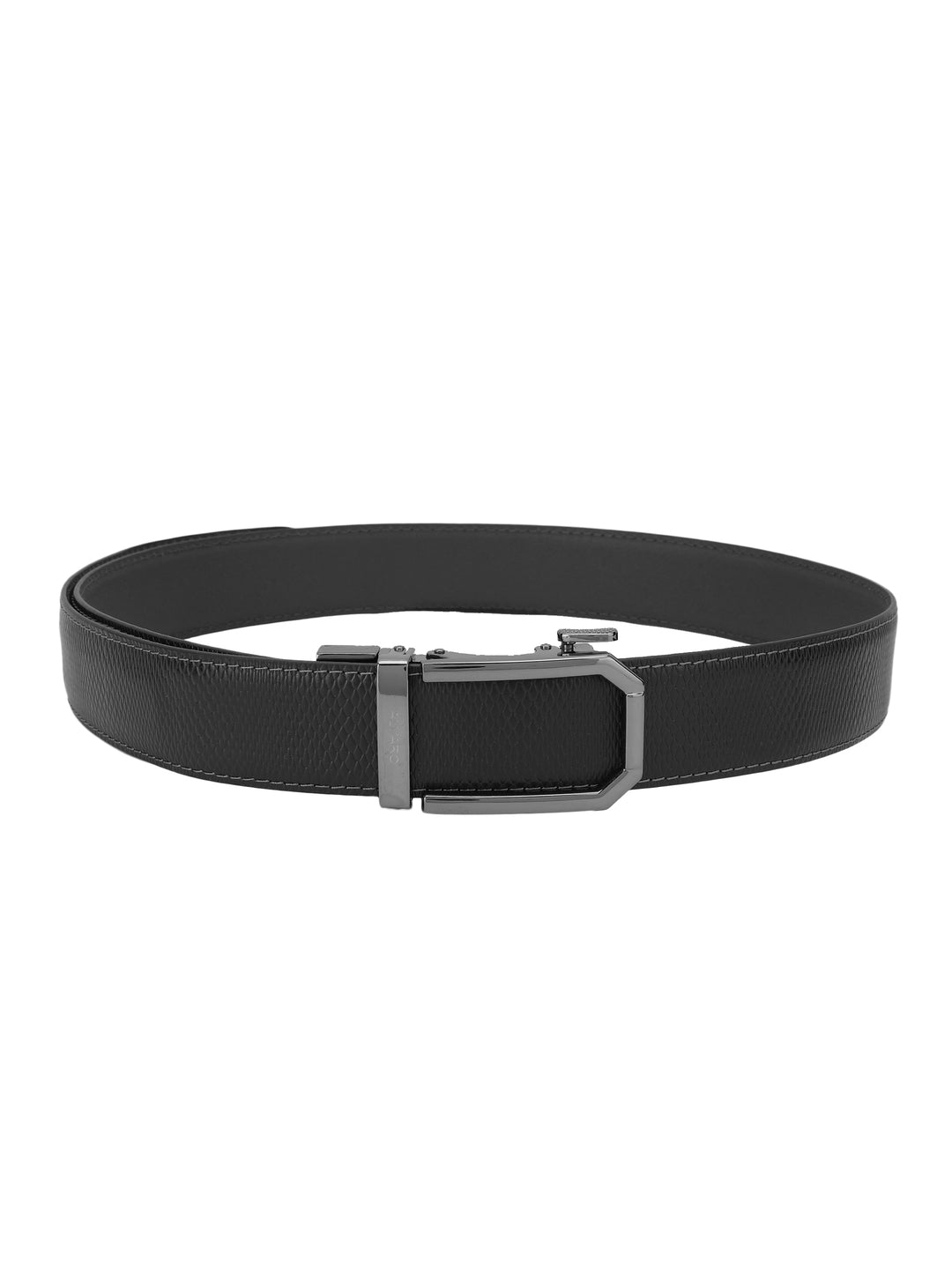 Black Lizard Embossed Leather Auto Lock Belt 