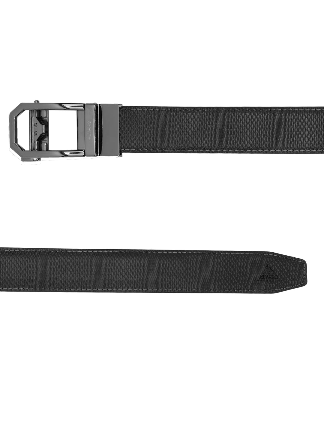 Black Lizard Embossed Leather Auto Lock Belt 