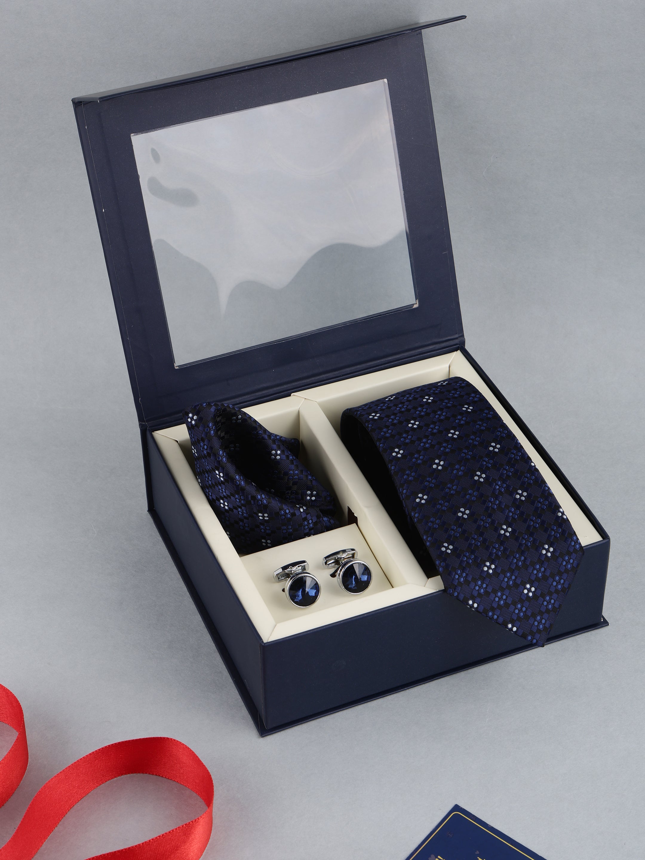 Blue Geometric Necktie Gift Set