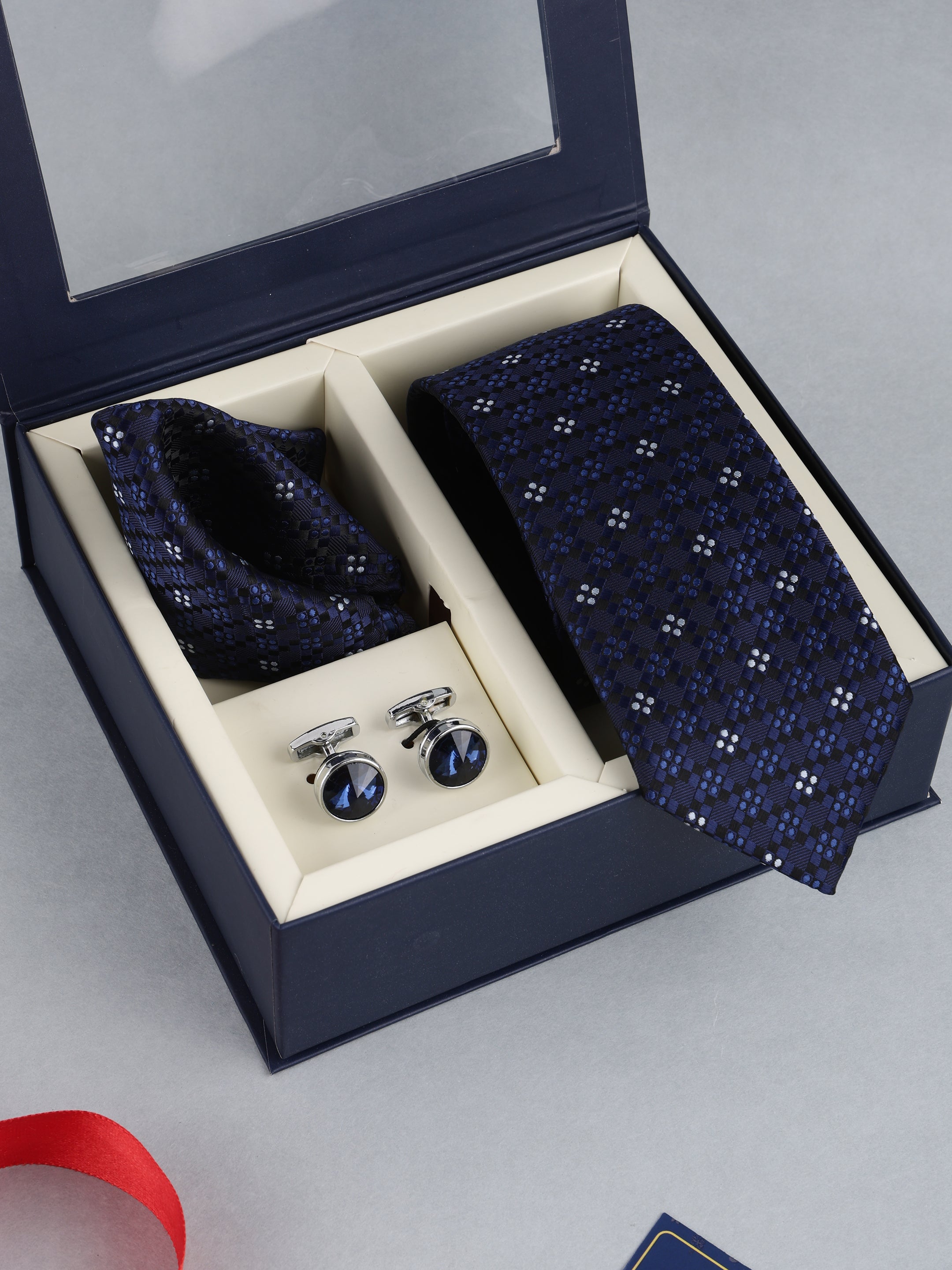 Blue Geometric Necktie Gift Set