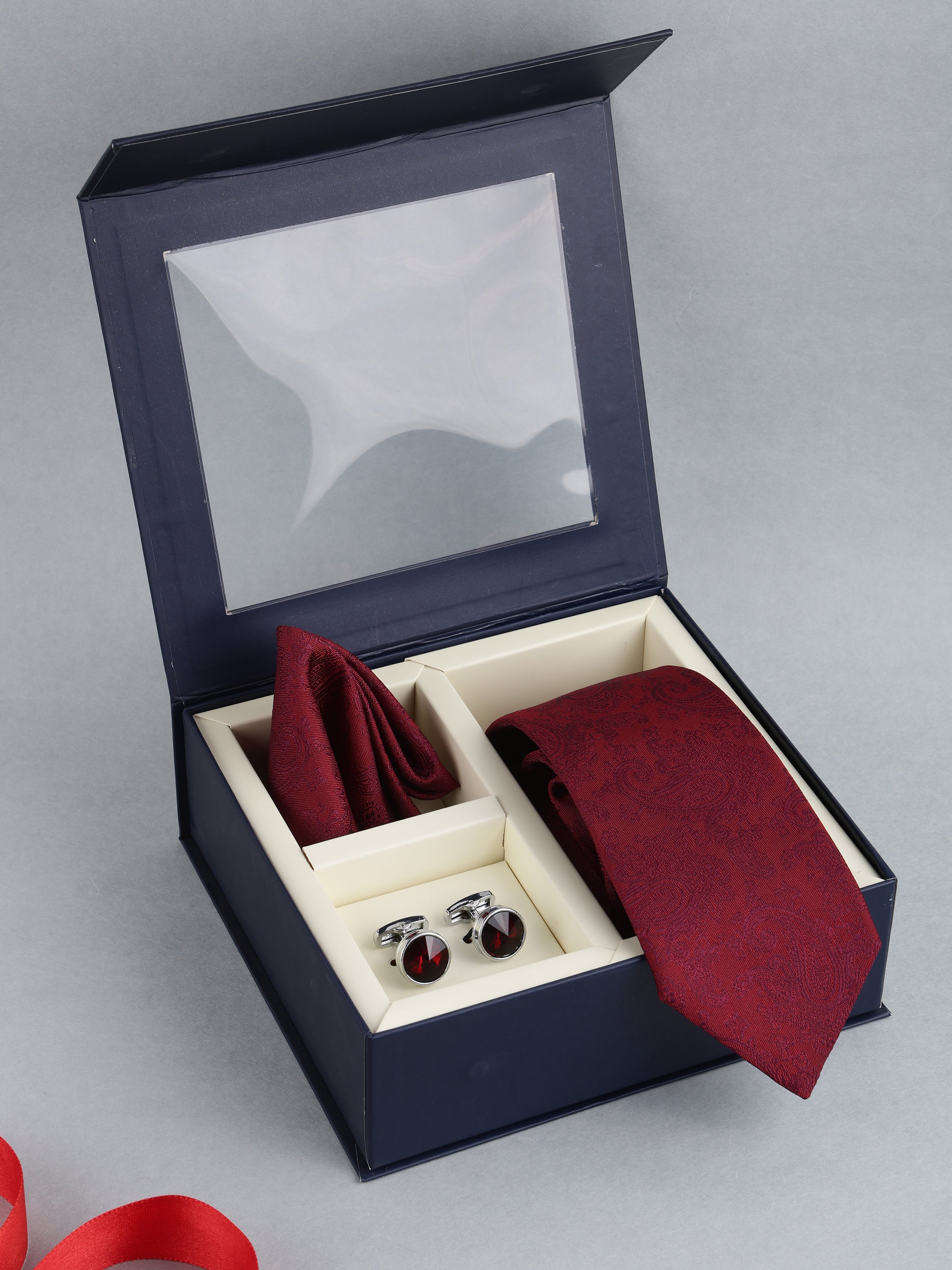 Maroon Paisley Necktie Gift Set