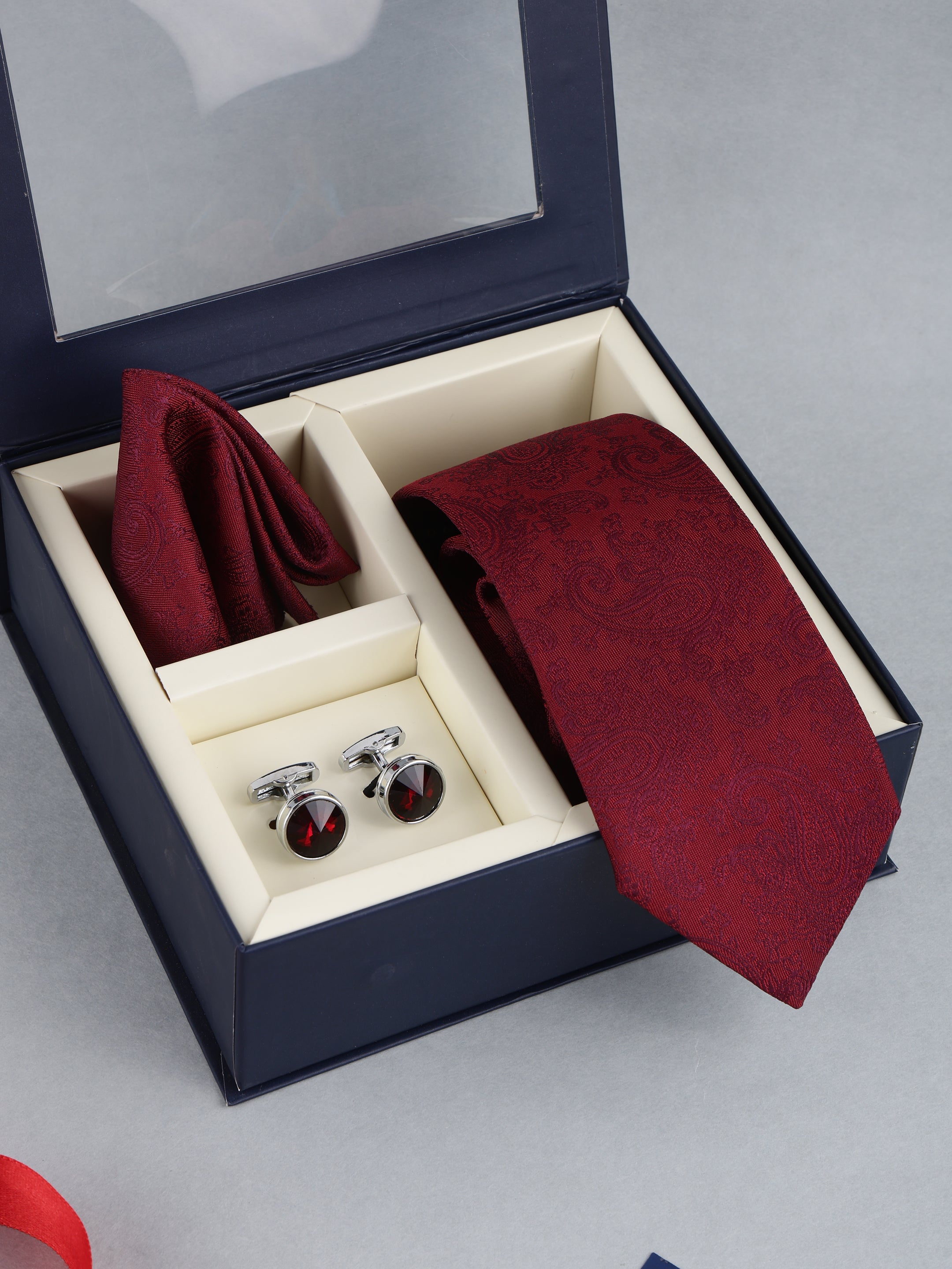 Maroon Paisley Necktie Gift Set