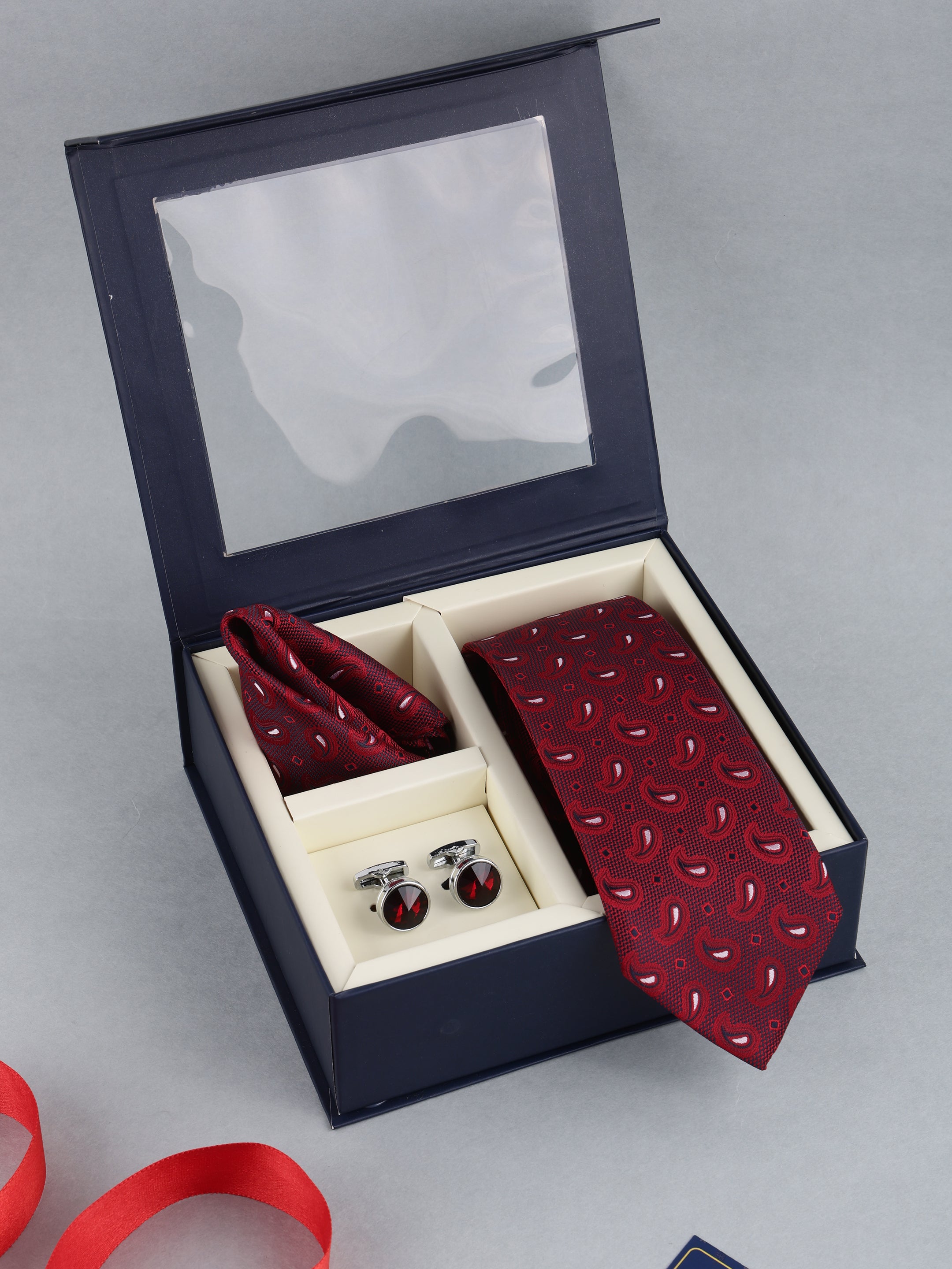 Maroon Paisley Necktie Gift Set