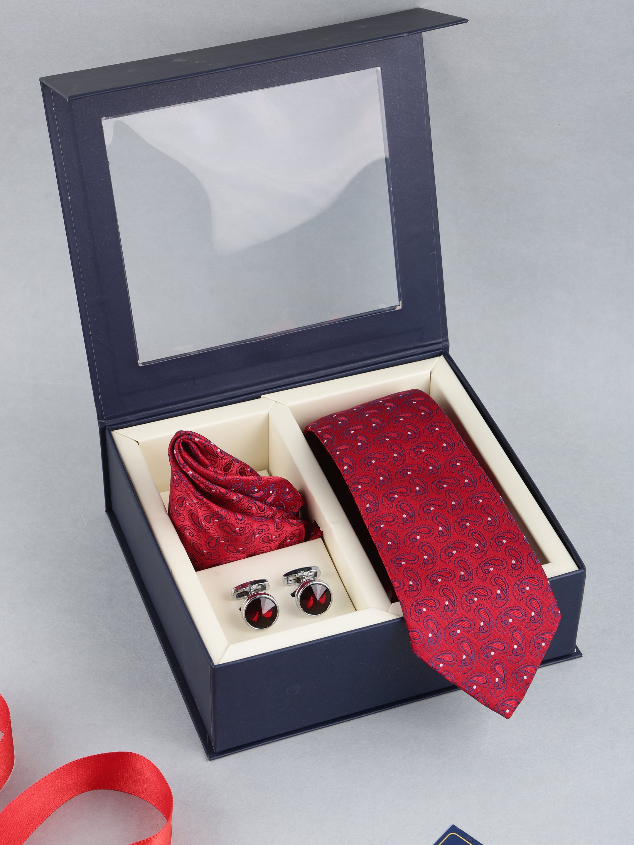 Red Paisley Necktie Gift Set
