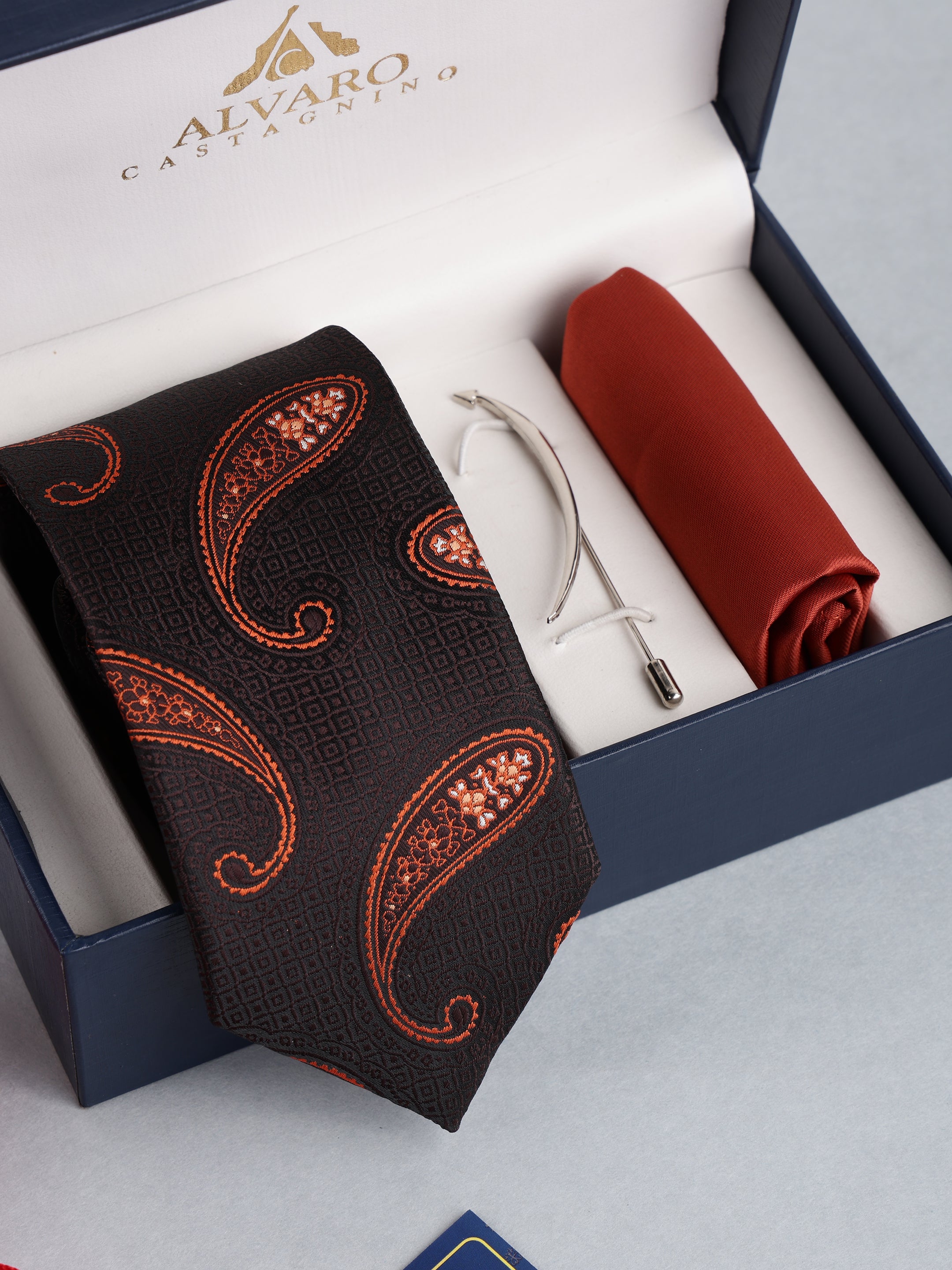 Black & Rust Paisley Necktie Gift Set