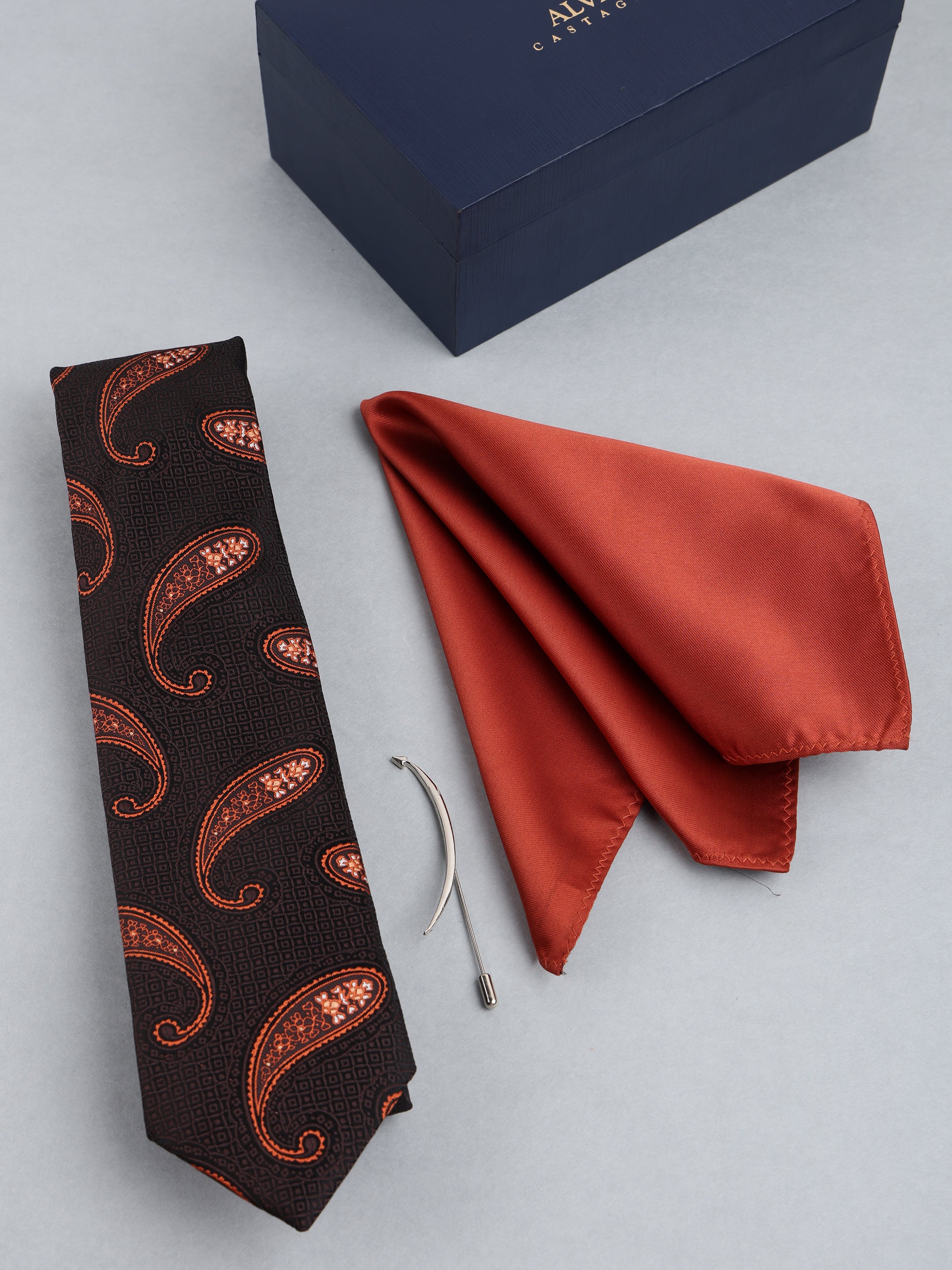 Black & Rust Paisley Necktie Gift Set