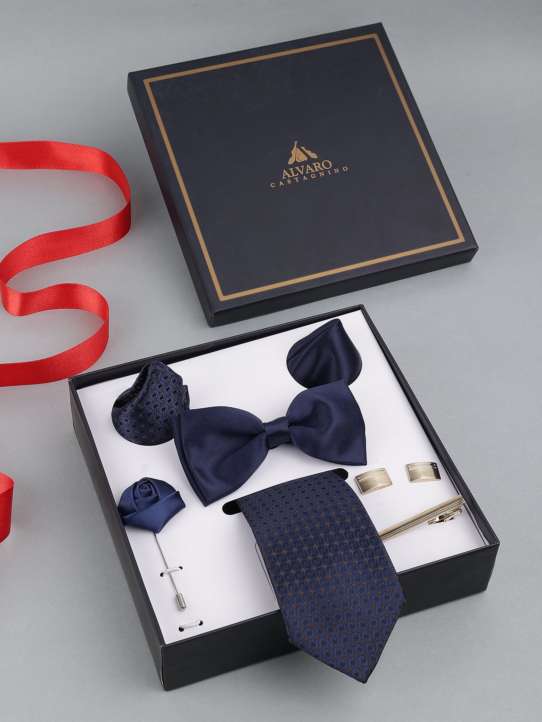 Navy Elegance Bow Tie Gift Set
