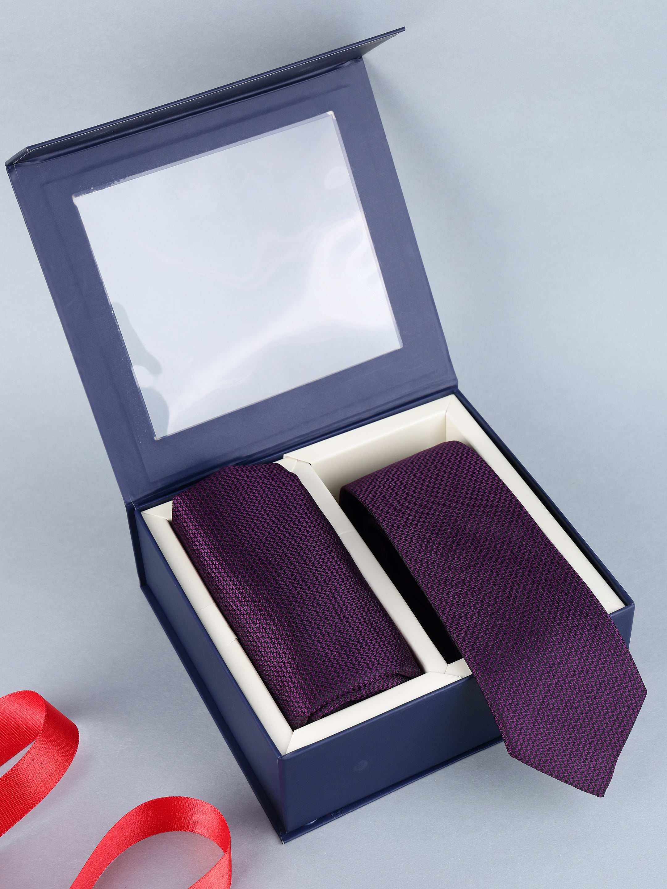 Purple Classic Textured Necktie Gift Set
