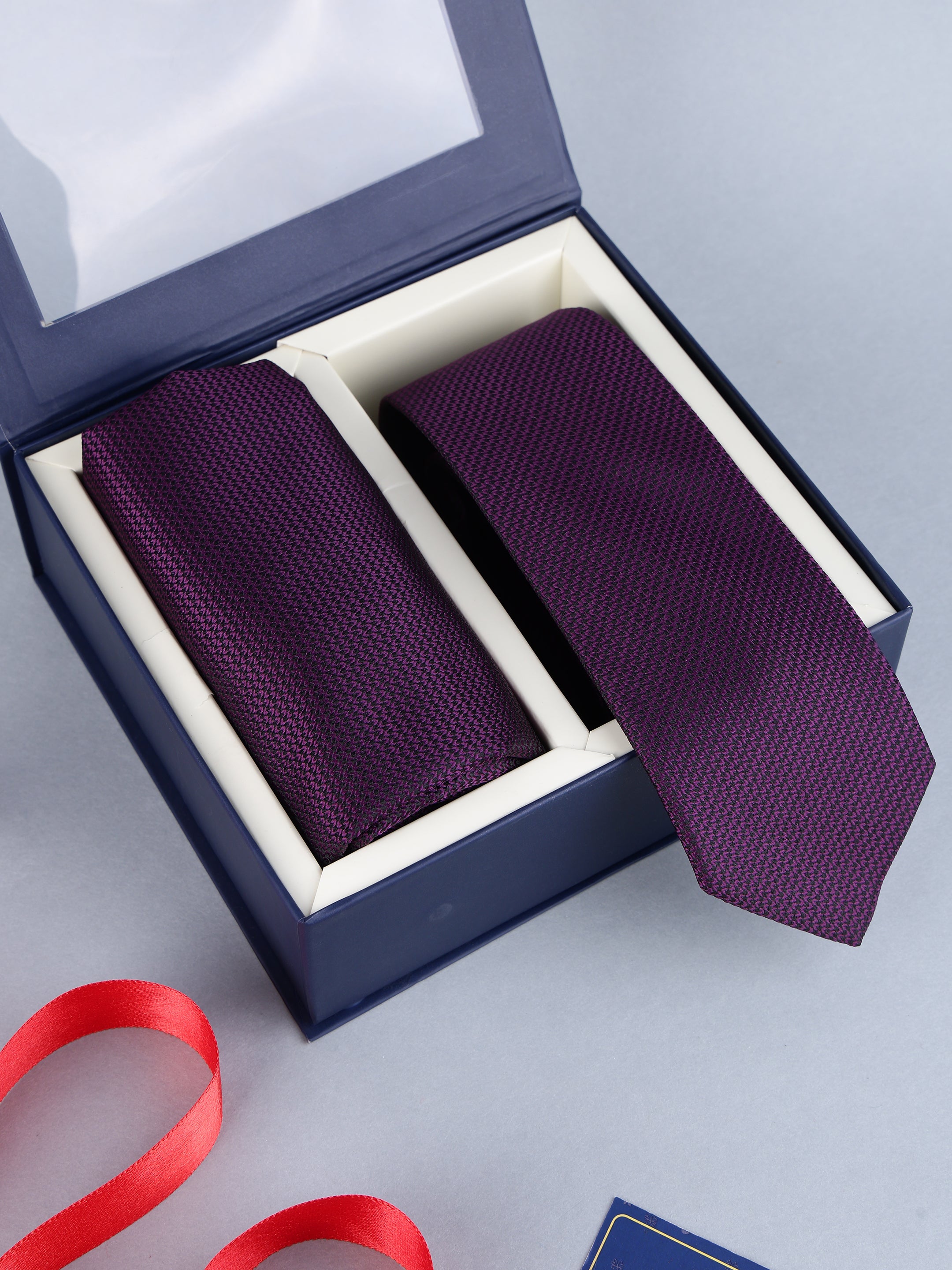 Purple Classic Textured Necktie Gift Set