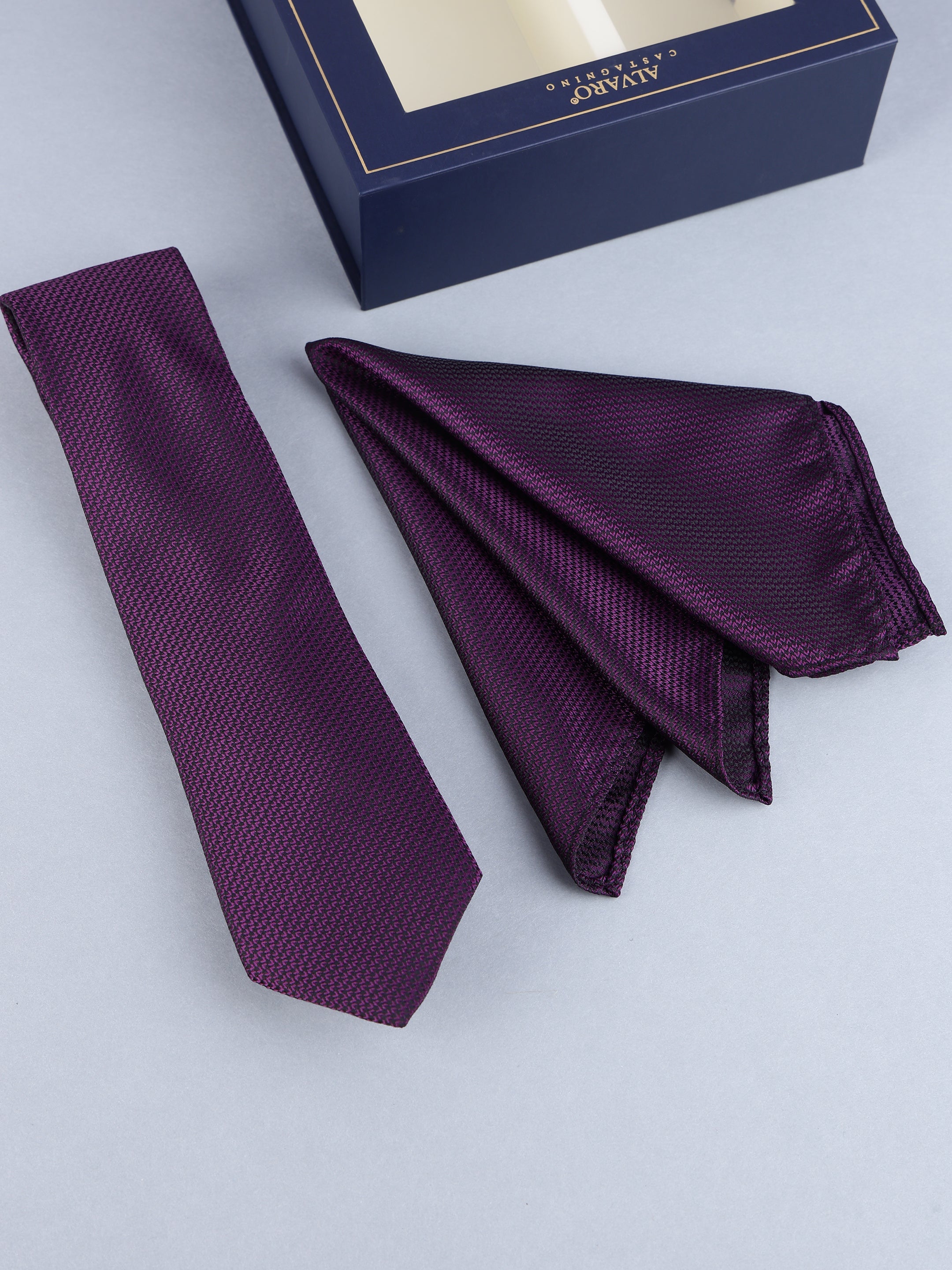 Purple Classic Textured Necktie Gift Set