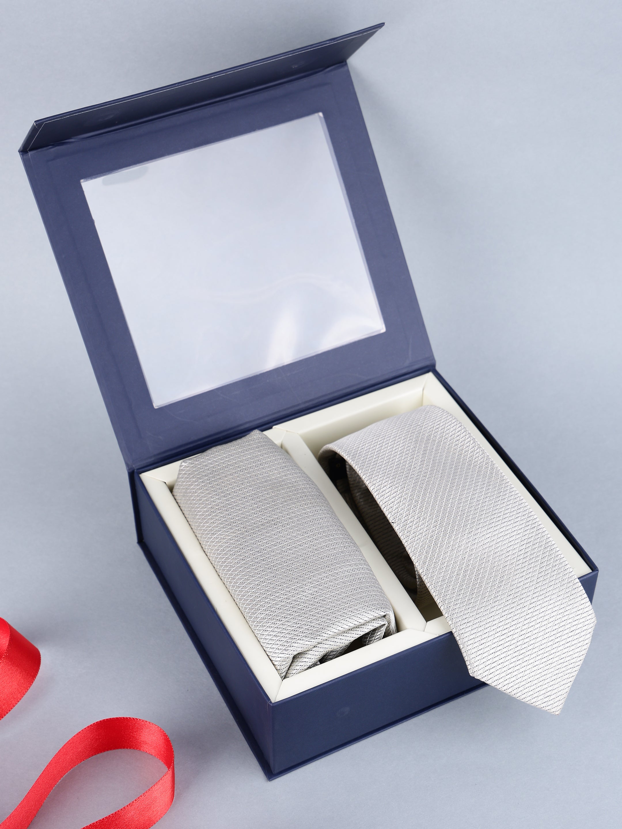 Cream Geometric Necktie Gift Set