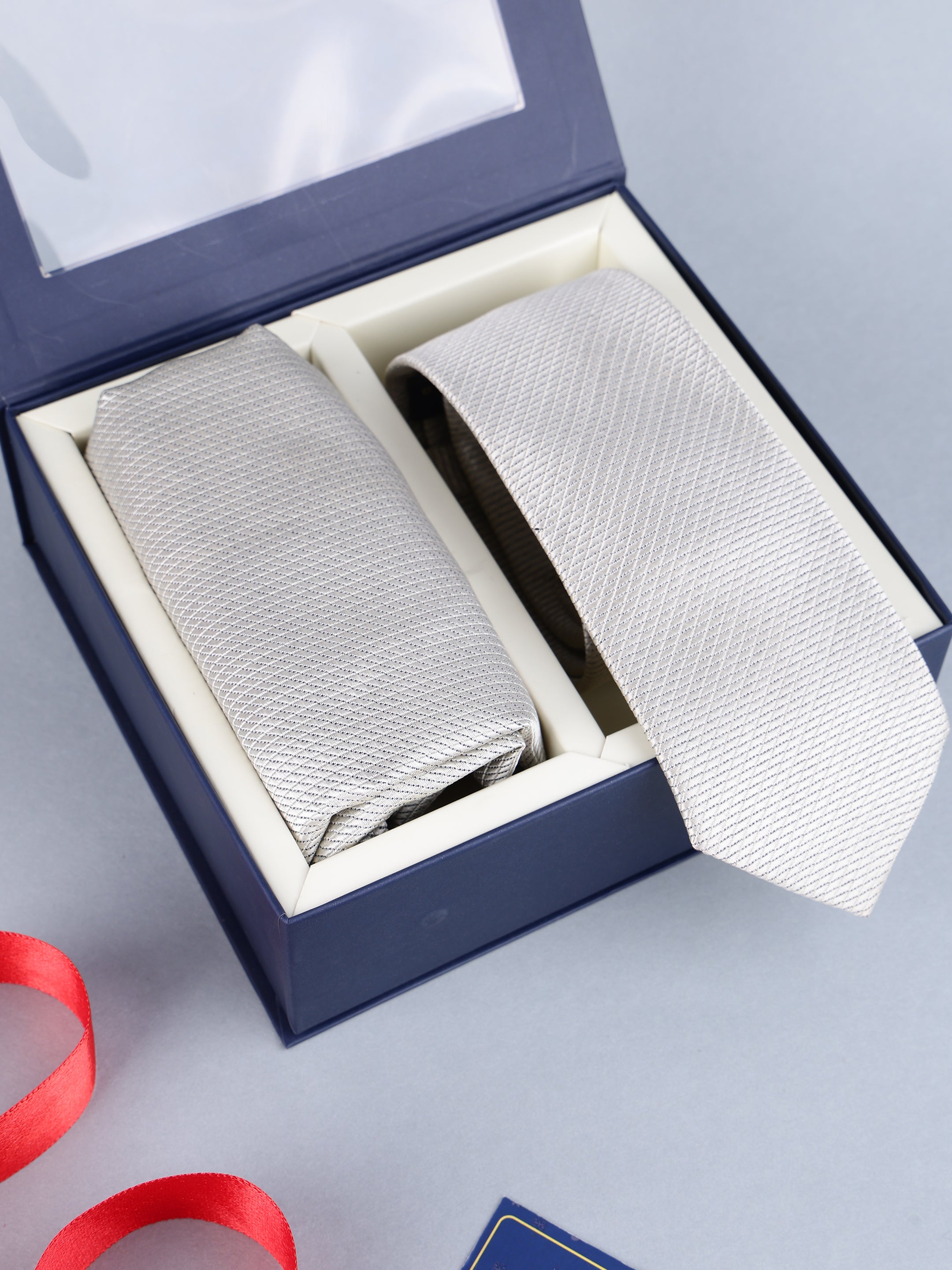 Cream Geometric Necktie Gift Set
