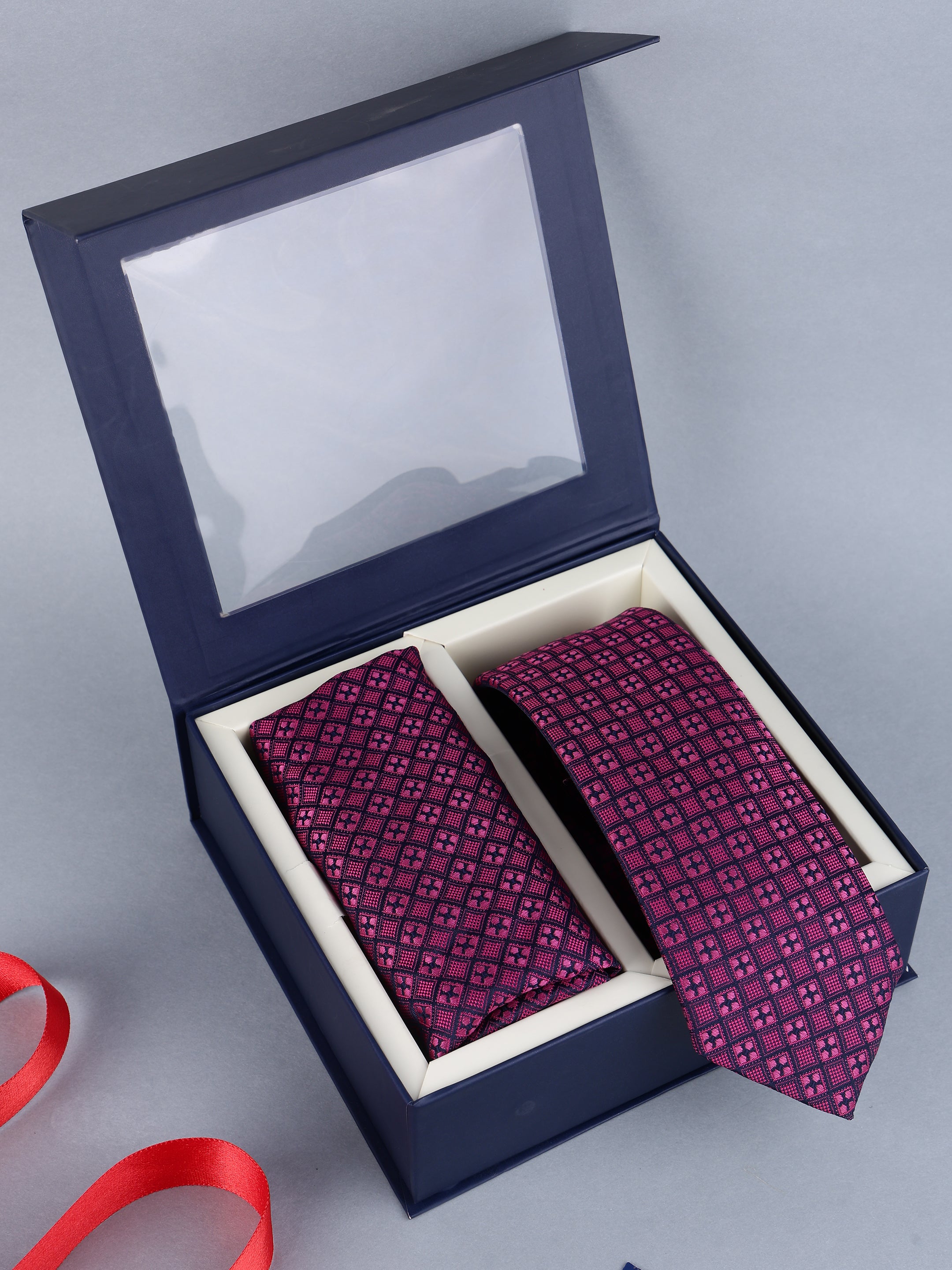 Pink Geometric Necktie Gift Set