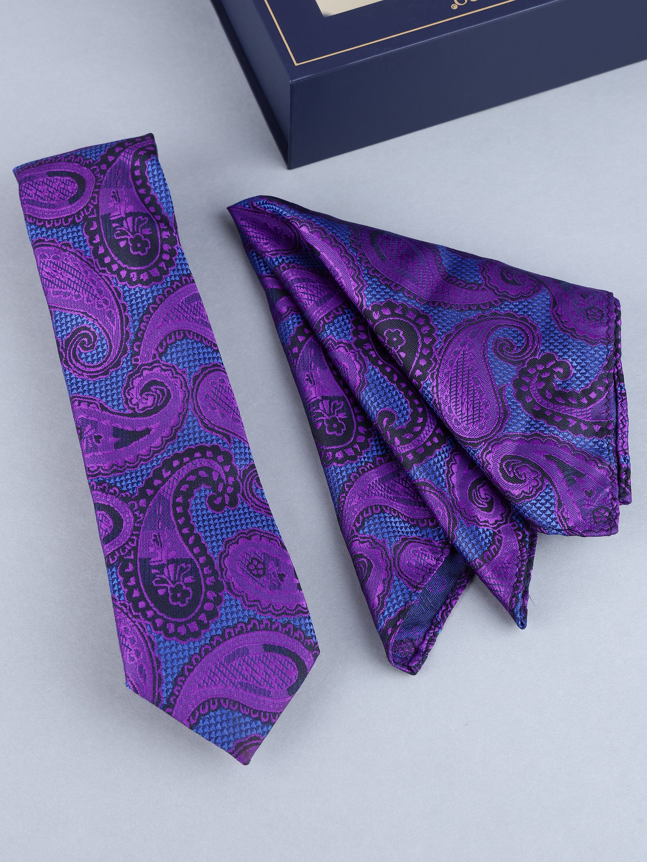 Purple & Teal Paisley Necktie Gift Set