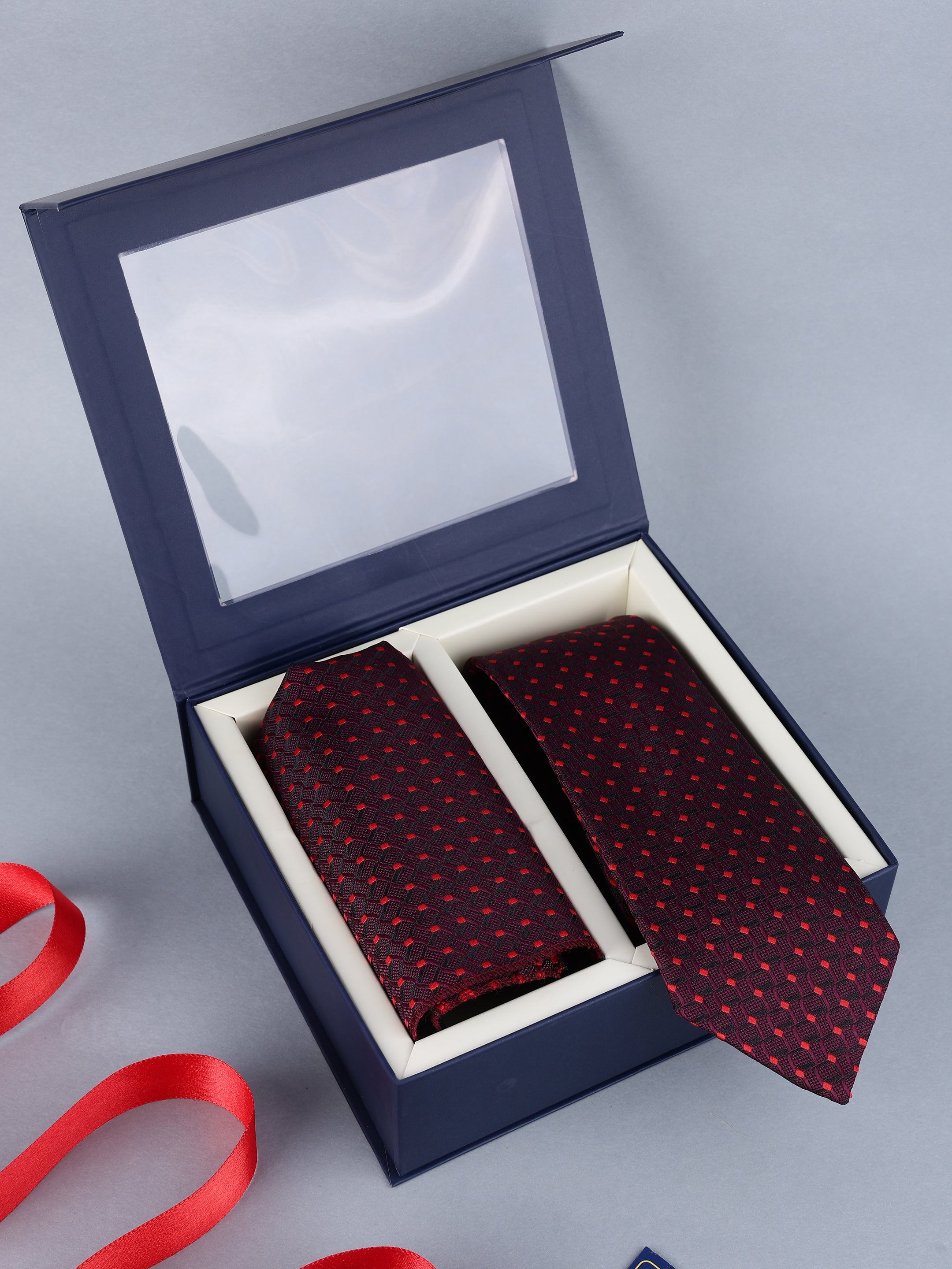 Maroon Micro-Diamond Necktie Gift Set