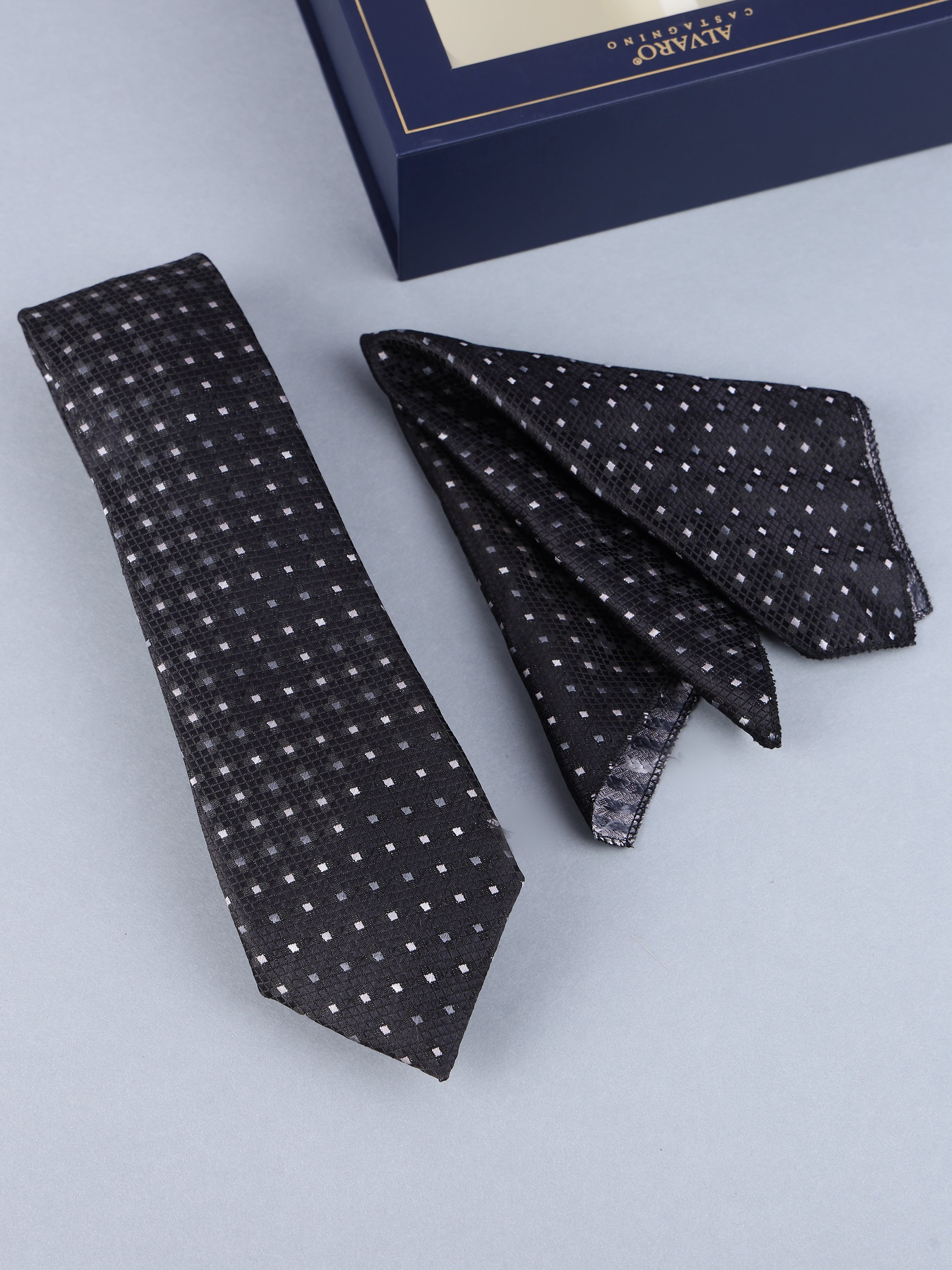 Black Micro-Square Necktie Gift Set