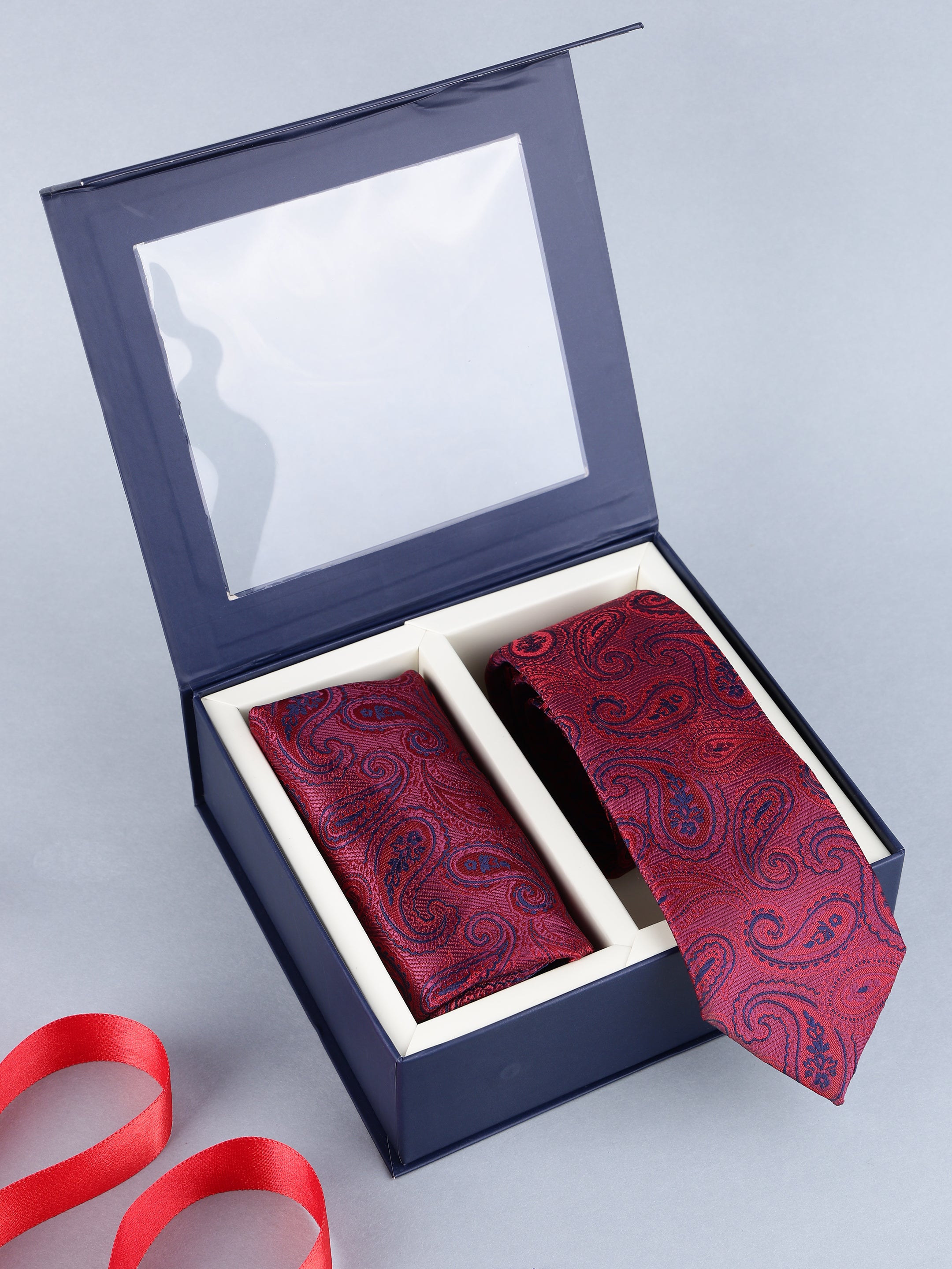Maroon Paisley Necktie Gift Set