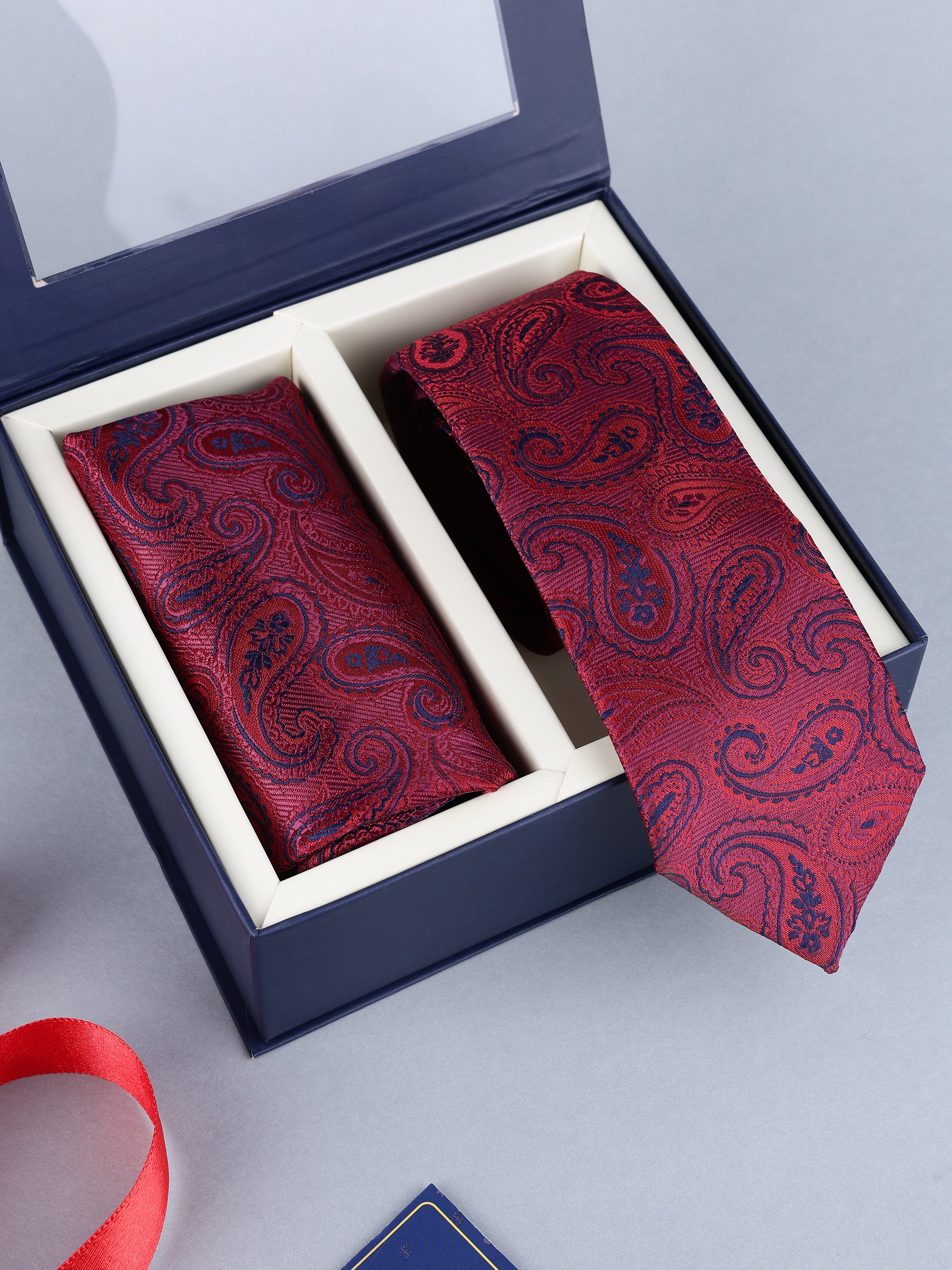 Maroon Paisley Necktie Gift Set