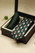 Santa Green Necktie & Green Pocket Square Gift Set