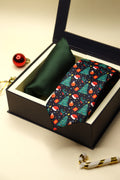Christmas Blue Necktie & Green Pocket Square Gift Set