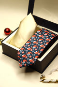 Santa Dark Blue Necktie & Off-White Pocket Square Gift Set