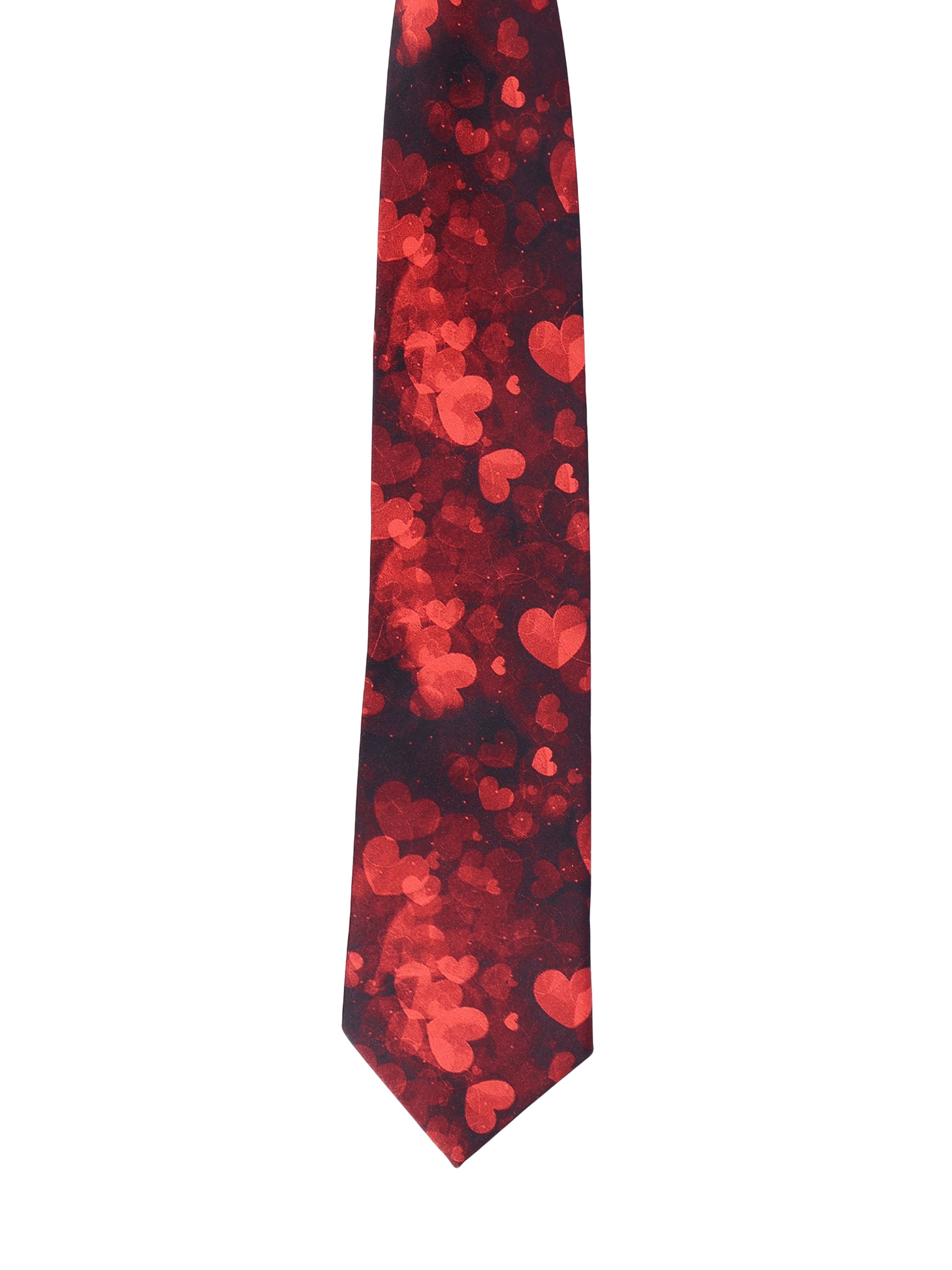 Red Abstract Heart Print Necktie with Pocket Square Valentine Gift Set