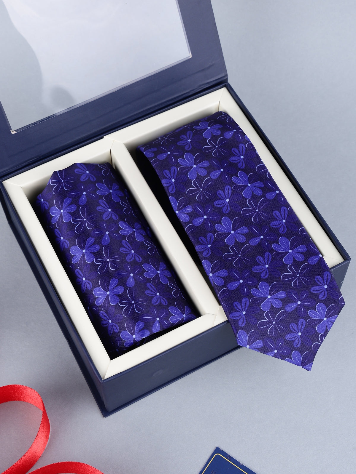Purple Floral Necktie & Pocket Square Set
