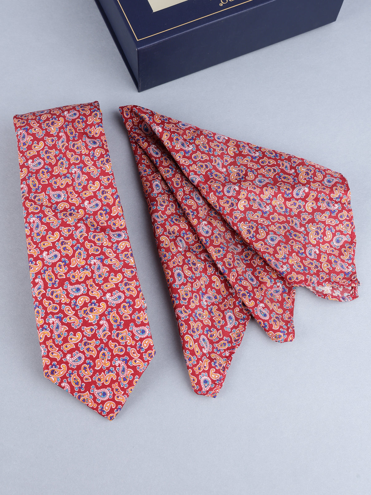 Red Paisley Necktie & Pocket Square Set
