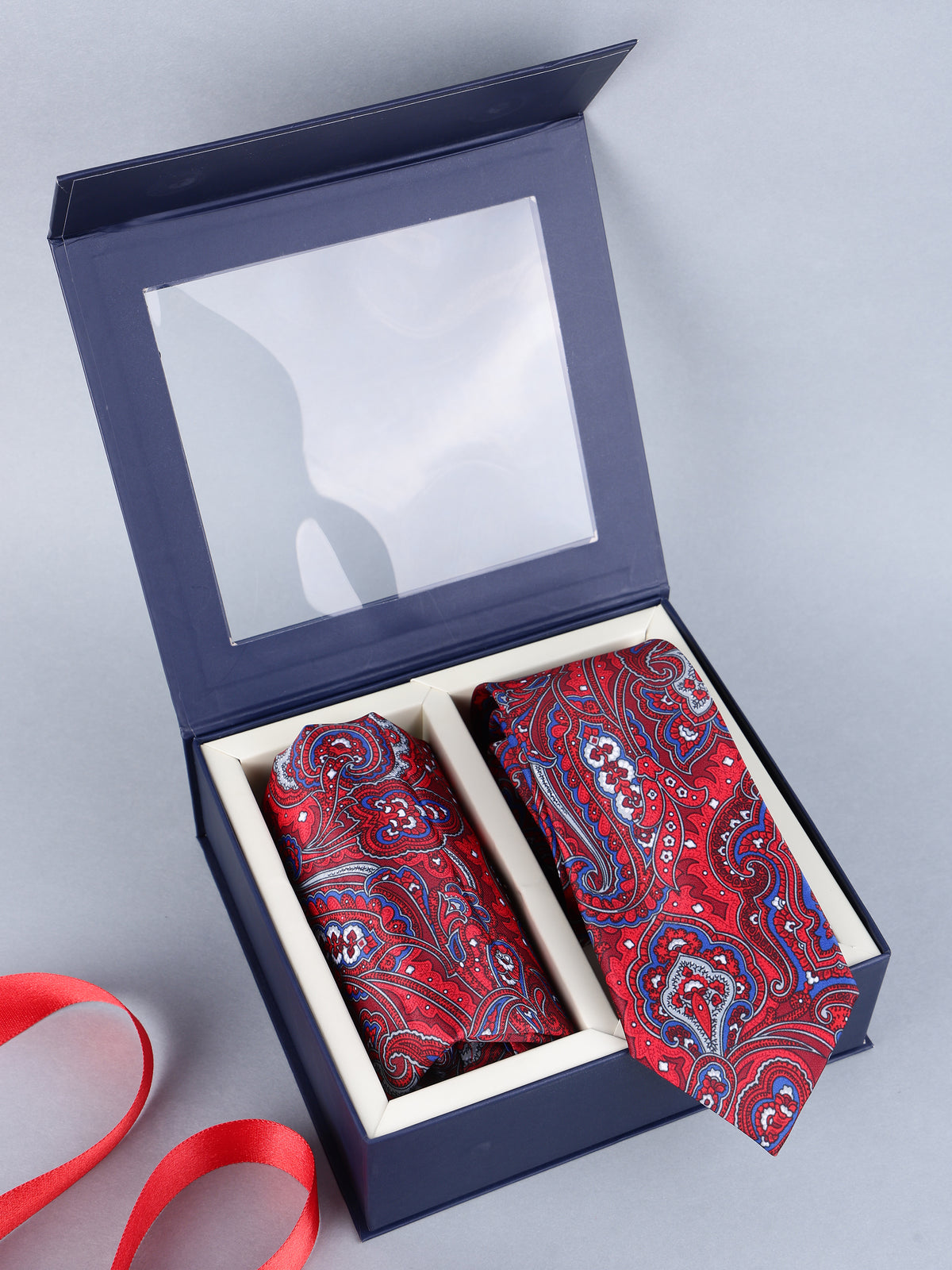 Crimson Paisley Necktie & Pocket Square Set