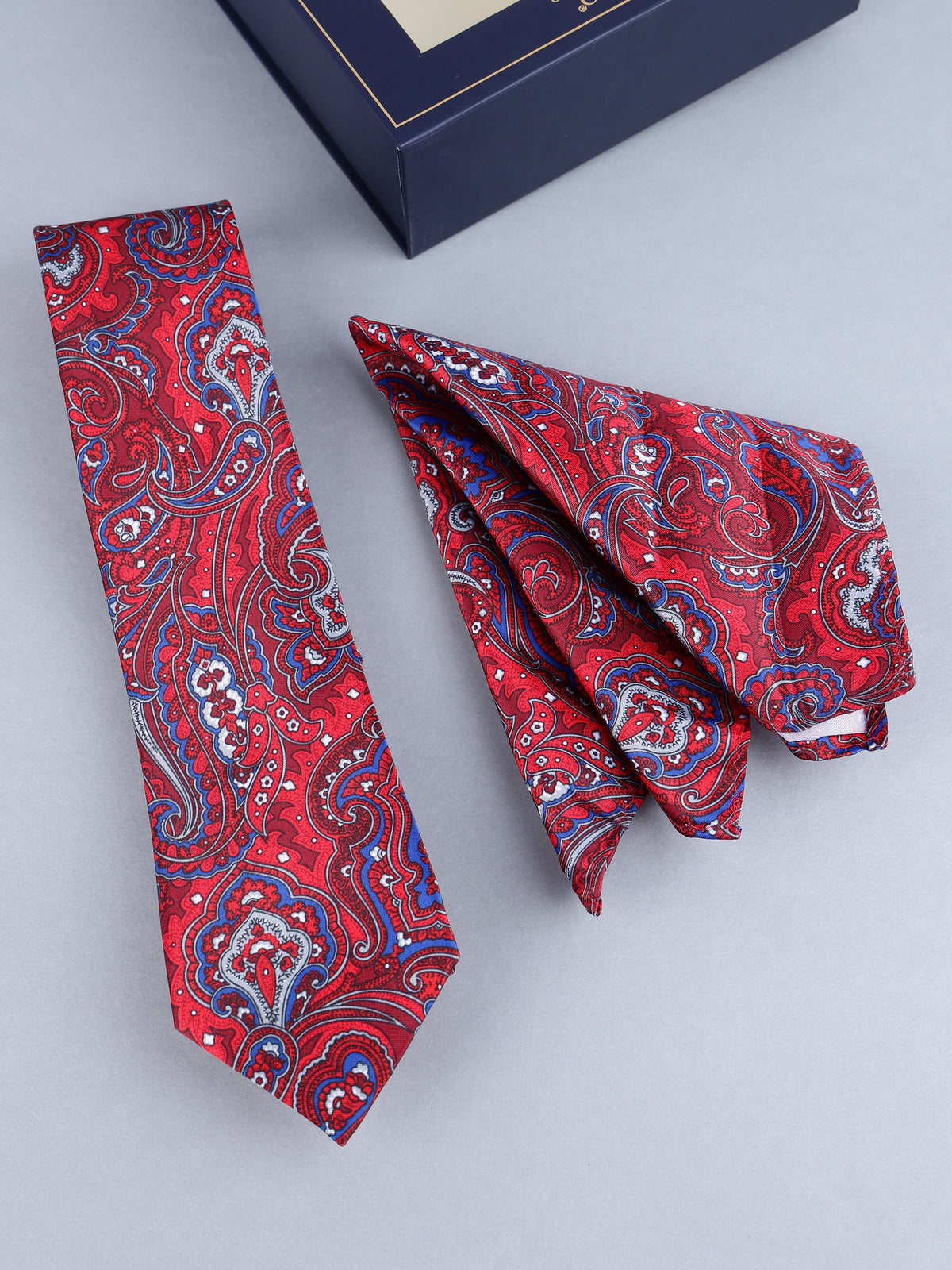 Crimson Paisley Necktie & Pocket Square Set