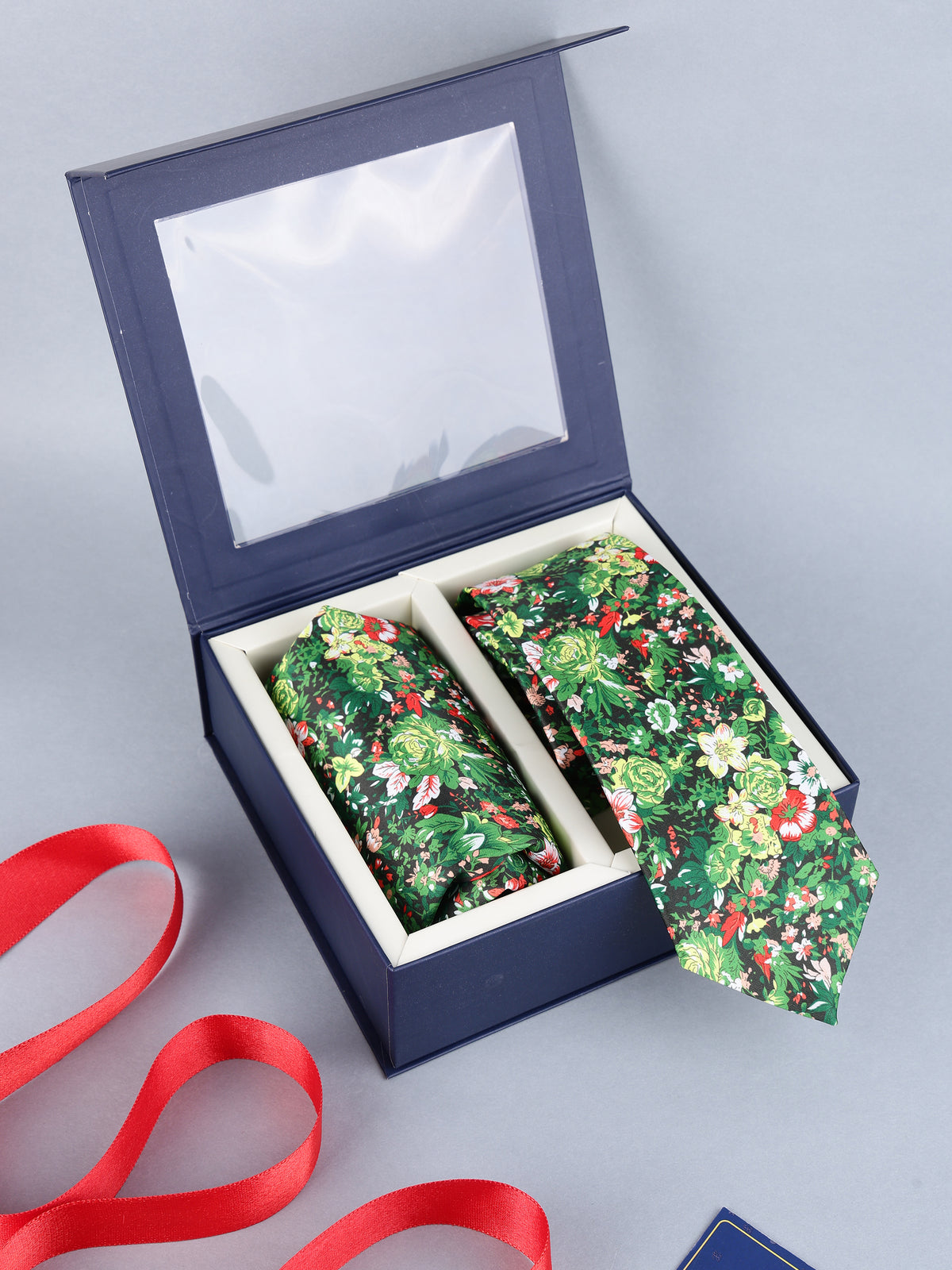 Emerald Garden Floral Necktie & Pocket Square Set