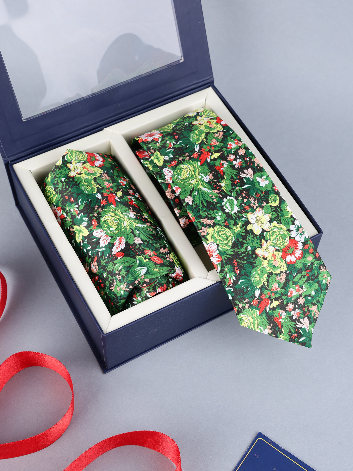 Emerald Garden Floral Necktie & Pocket Square Set