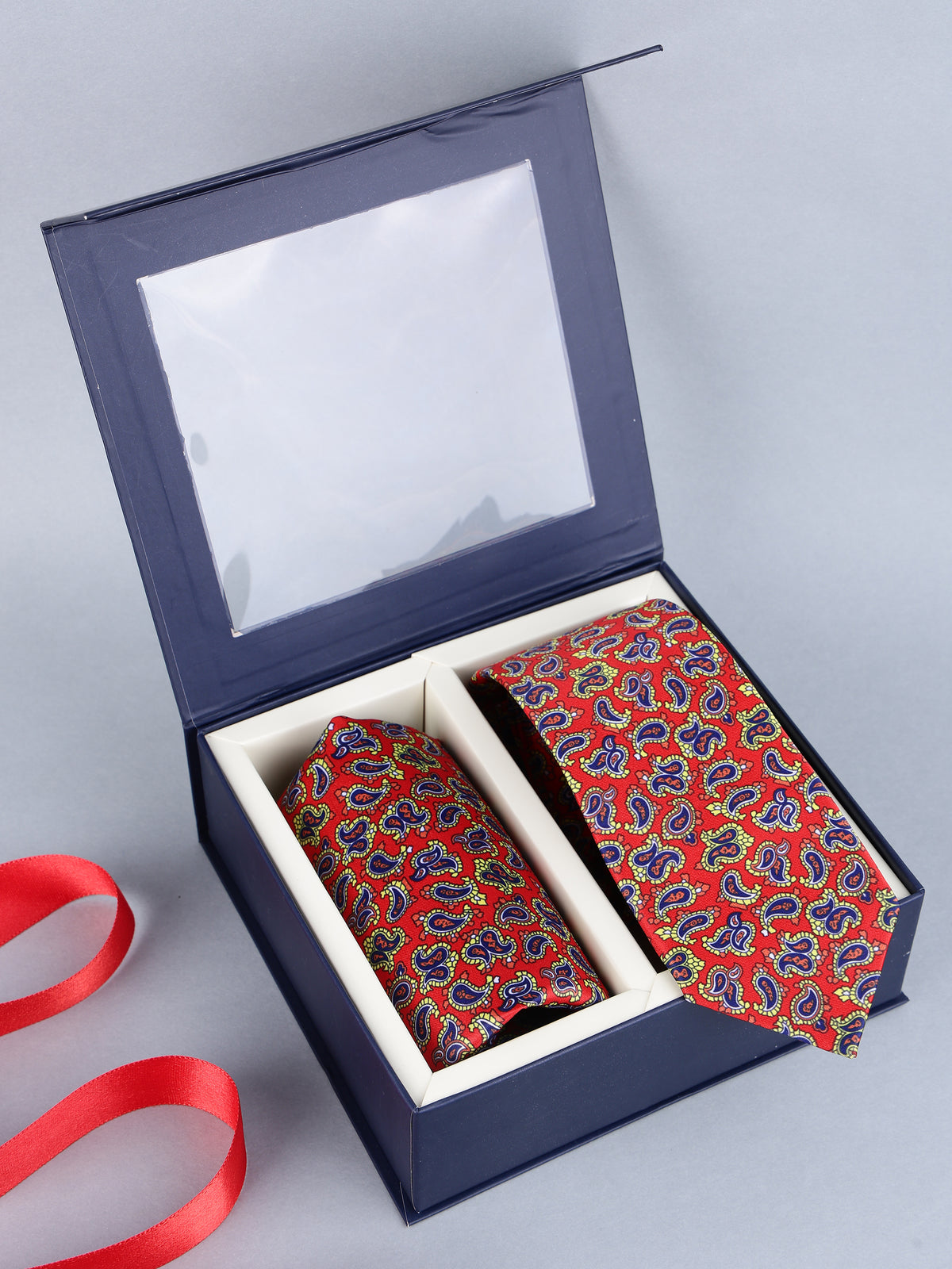 Crimson Micro Paisley Necktie & Pocket Square Se