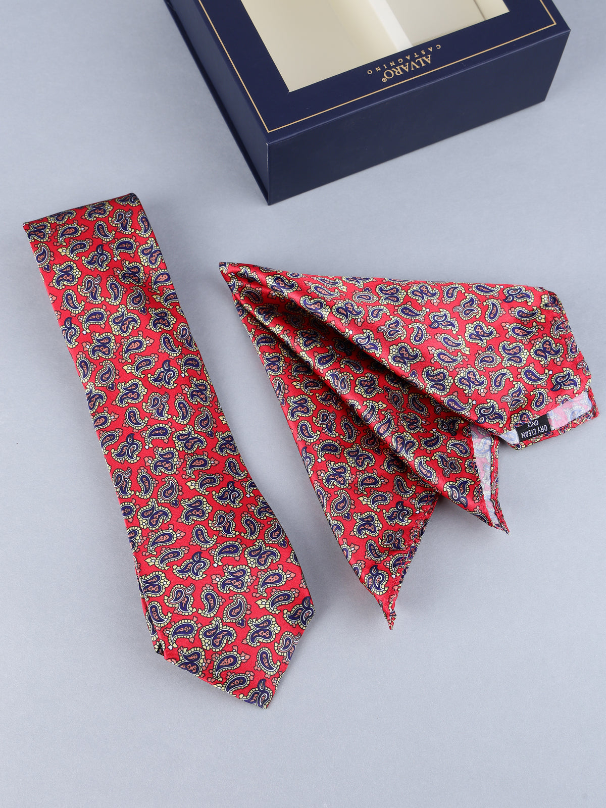 Crimson Micro Paisley Necktie & Pocket Square Se