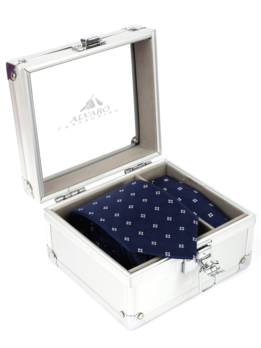 Navy Blue Micro-Diamond Silk Accessories Gift Set