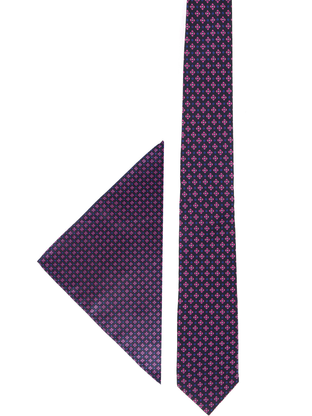 Navy & Purple Micro-Geometric Silk Accessories Gift Set