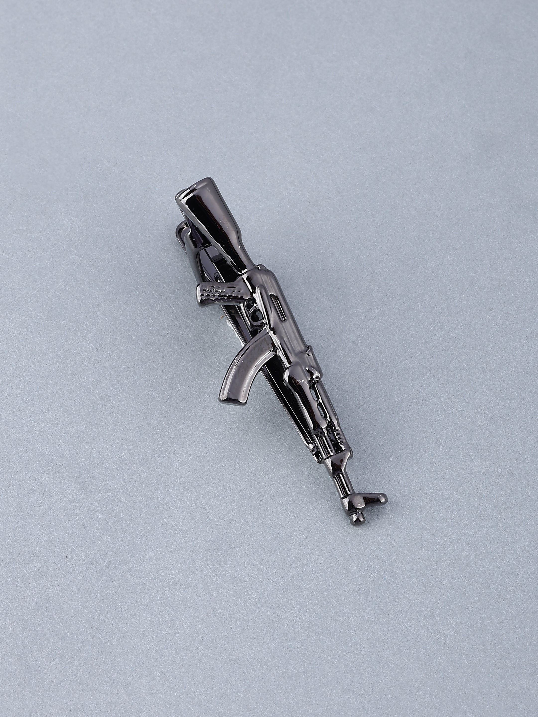 Silver Gunmetal Rifle Tie Pin