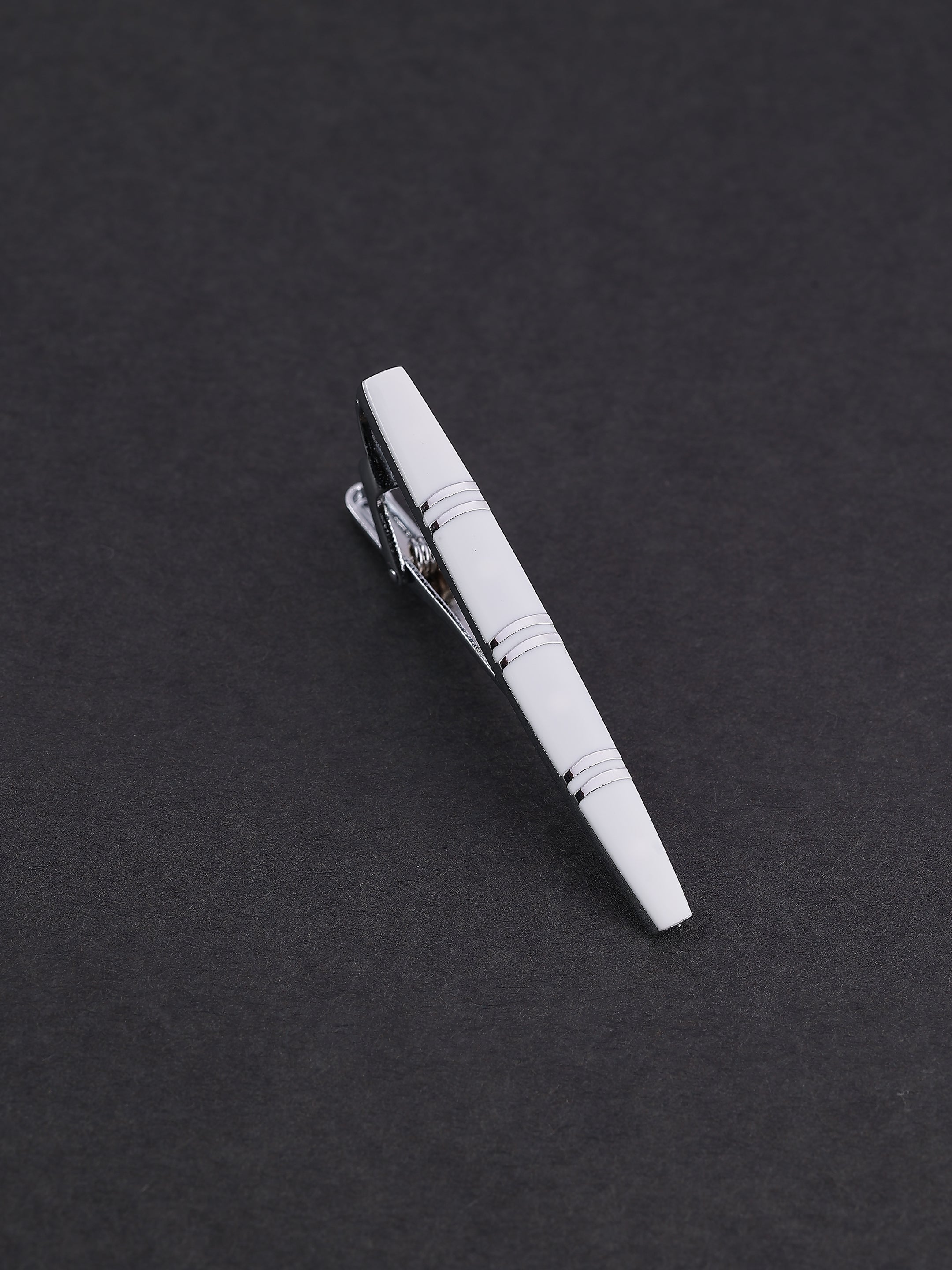 White Enamel & Silver Toned Tie Pin