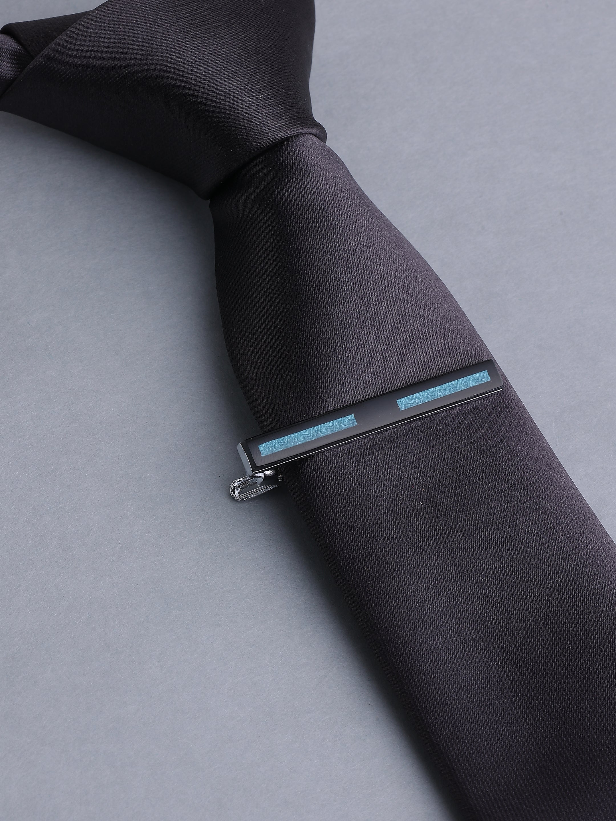 Black & Teal Blue Inlay Tie Pin
