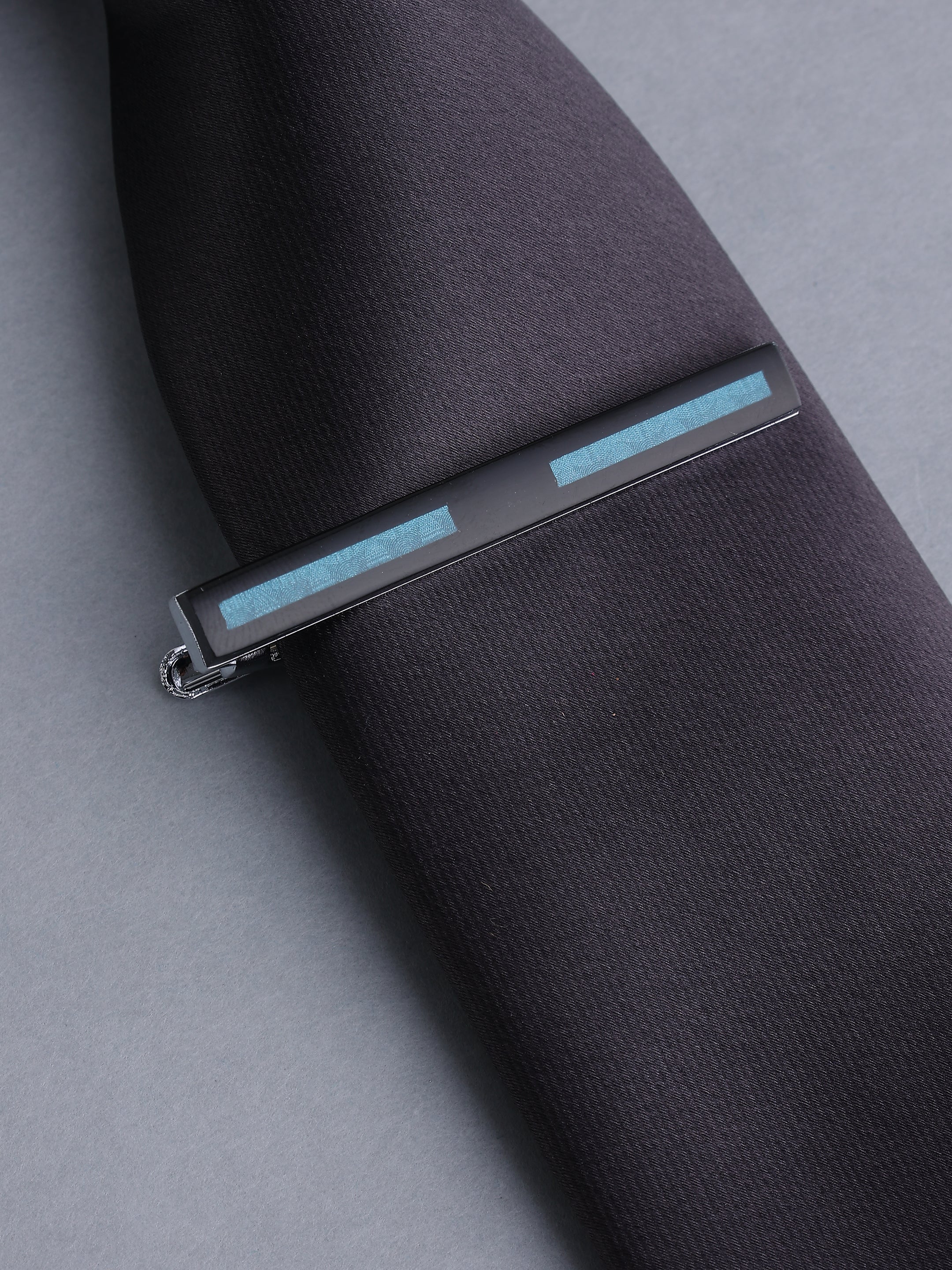 Black & Teal Blue Inlay Tie Pin