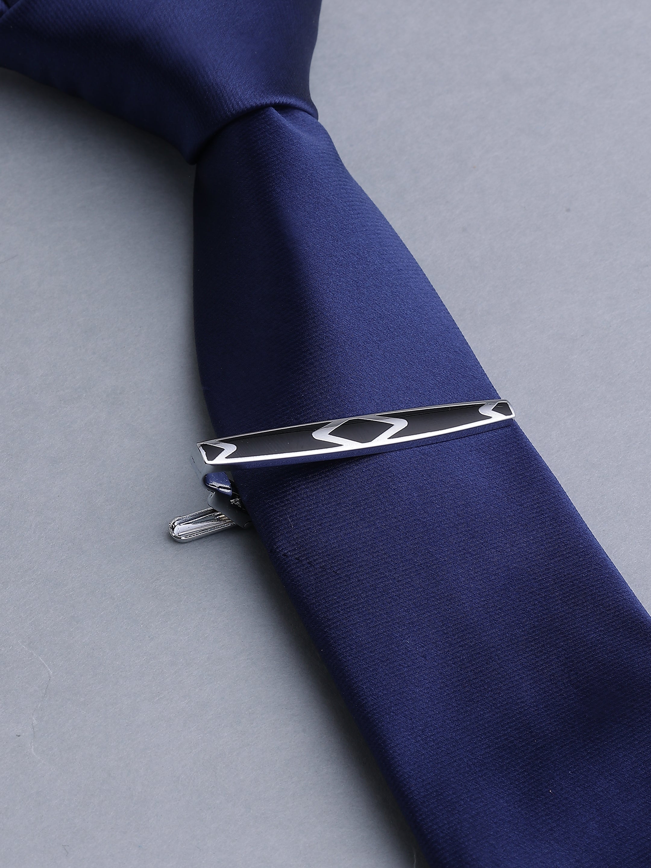 Black & Silver Geometric Diamond Tie Pin